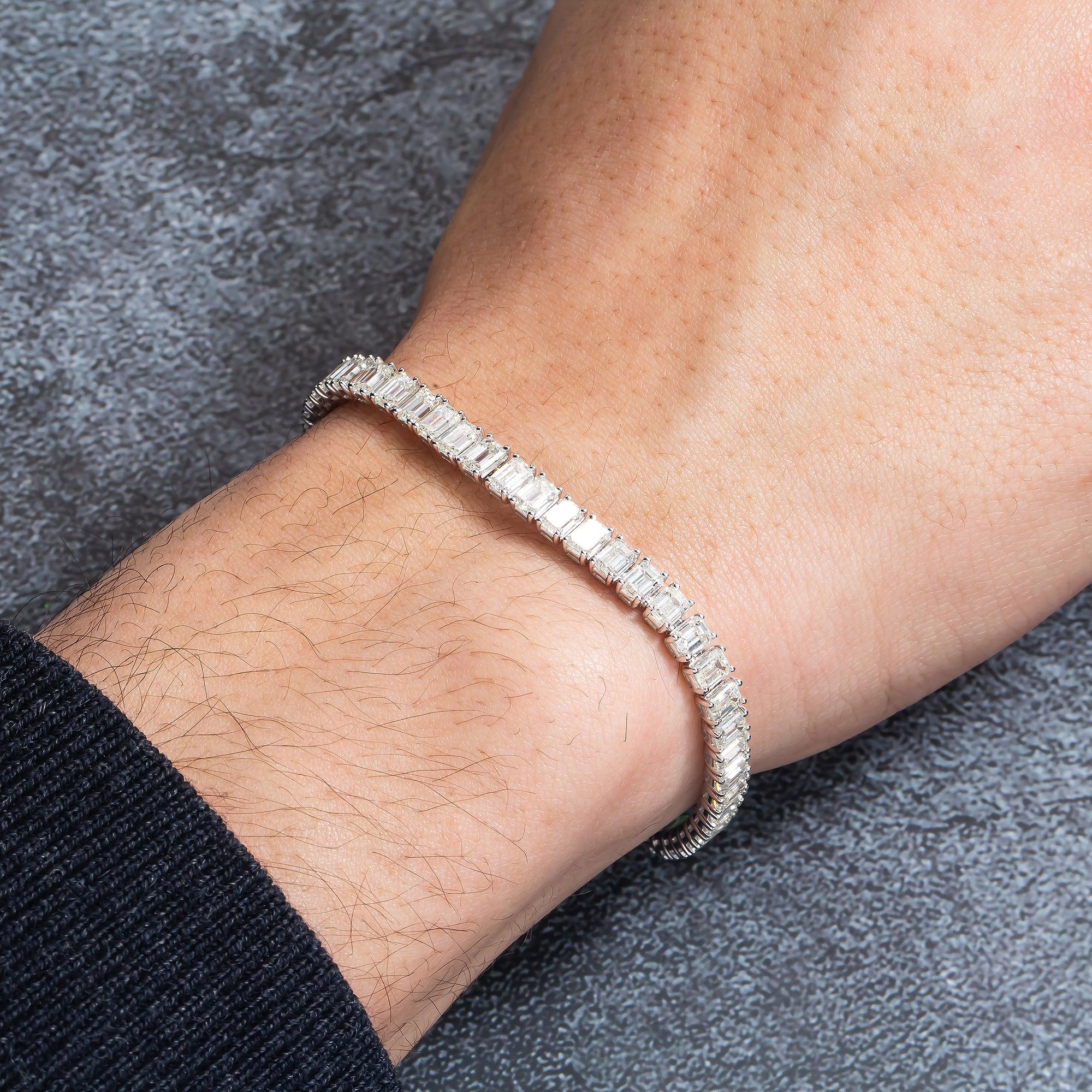 14K GOLD BAGUETTE TENNIS BRACELET 13.75 CT DIAMONDS