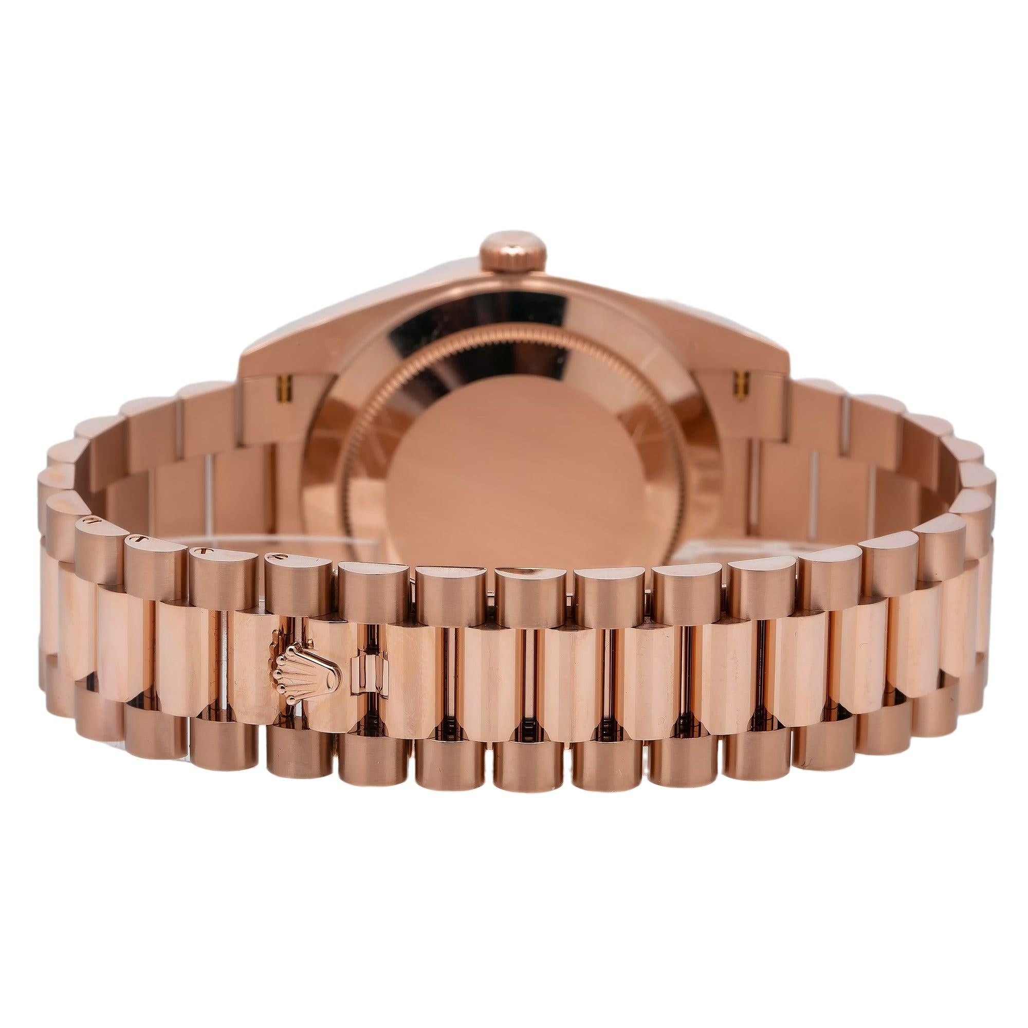 Rolex Day Date 228235 40MM Eisenkiesel Baguette Diamond Dial With Rose Gold Presidential Bracelet