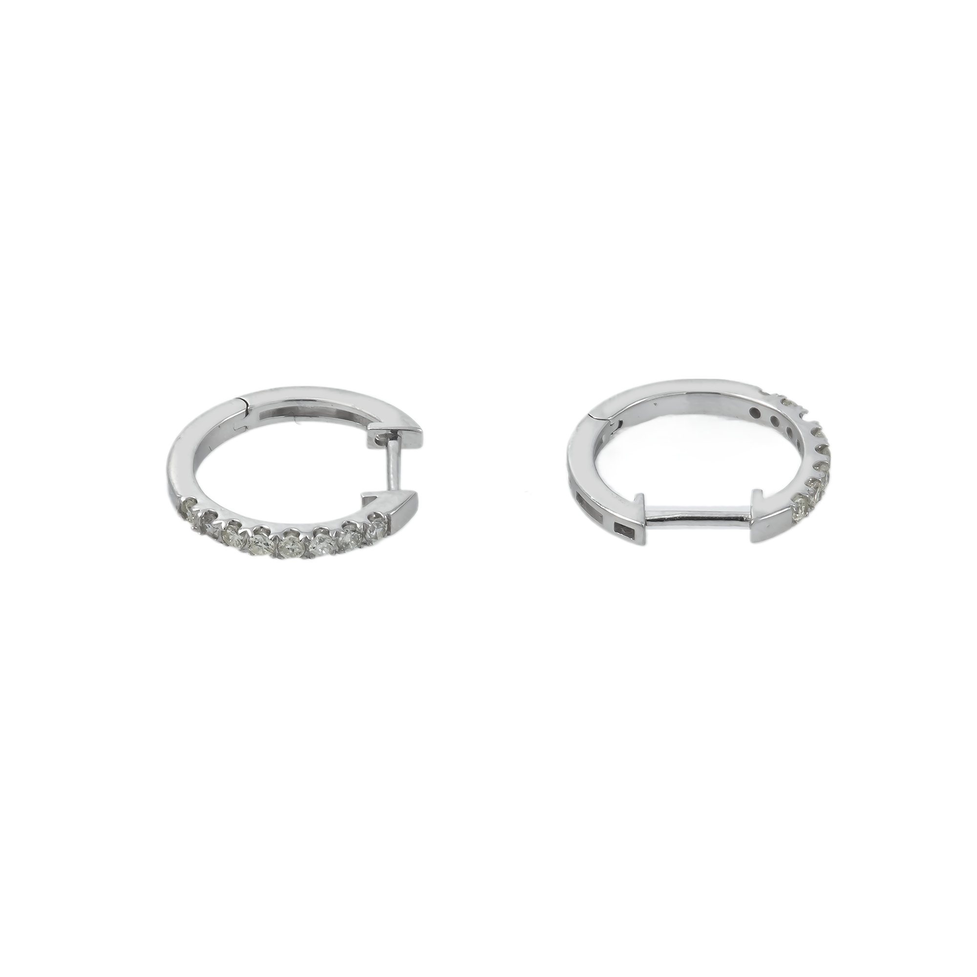 14K GOLD ROUND DIAMOND HOOP EARRINGS 0.21 CTW