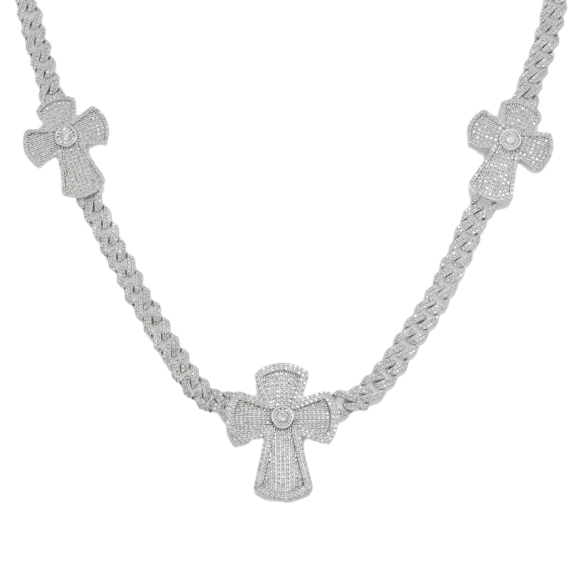 10K GOLD DIAMOND OPEN CUBAN LINK CROSS CHAIN 6.60 CT