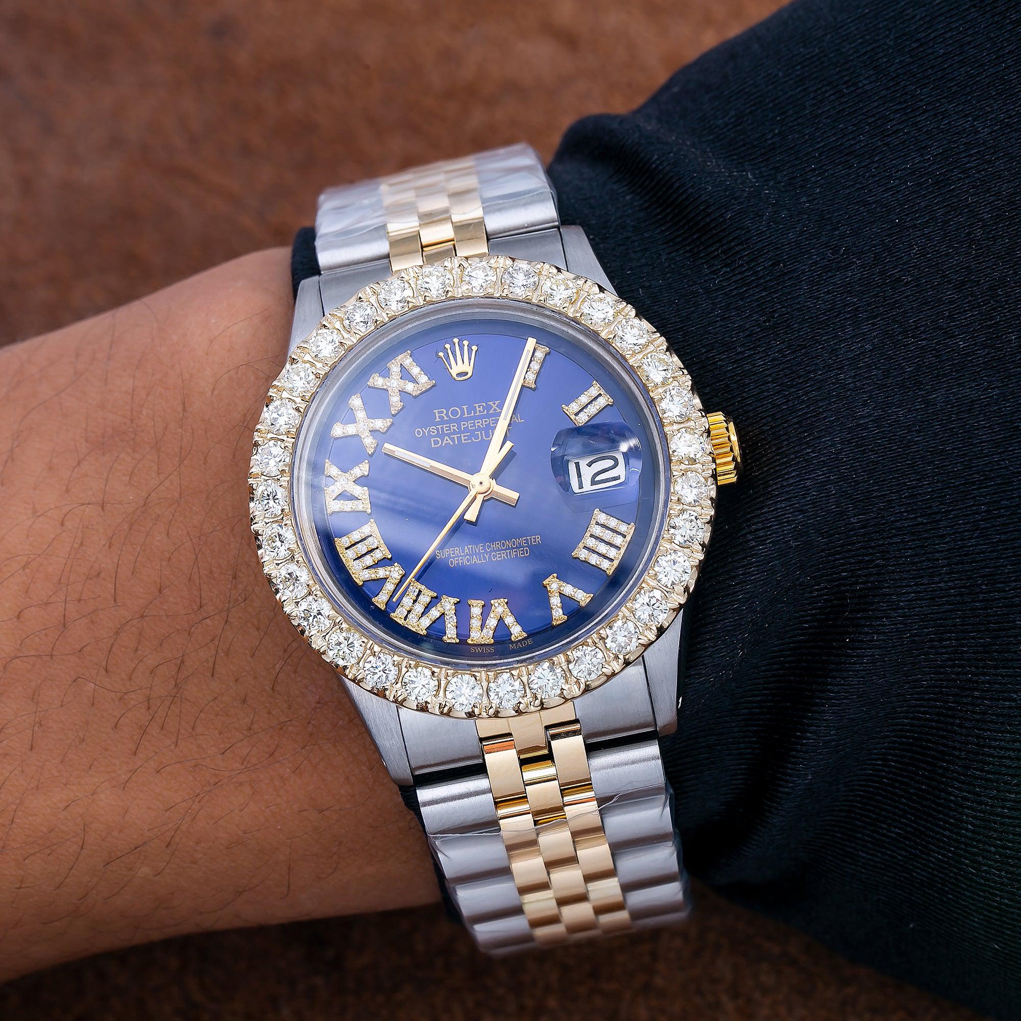 Rolex Datejust 1601 36MM Blue Diamond Dial With 3.25 CT Diamonds