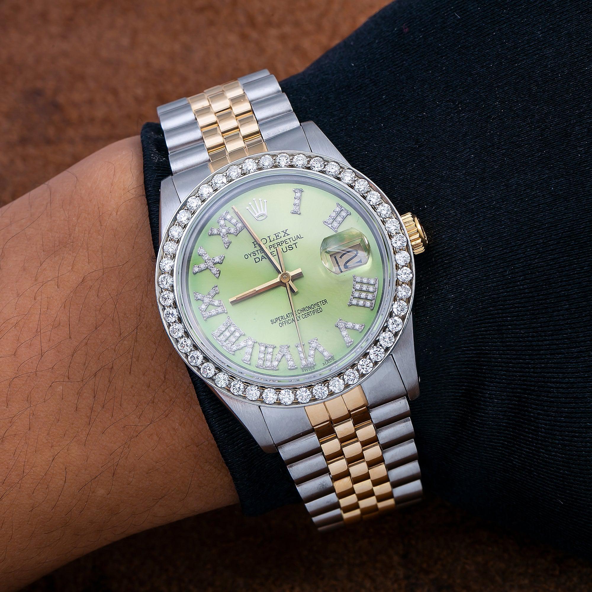 Rolex Datejust 1601 36MM Green Diamond Dial With Two Tone Bracelet