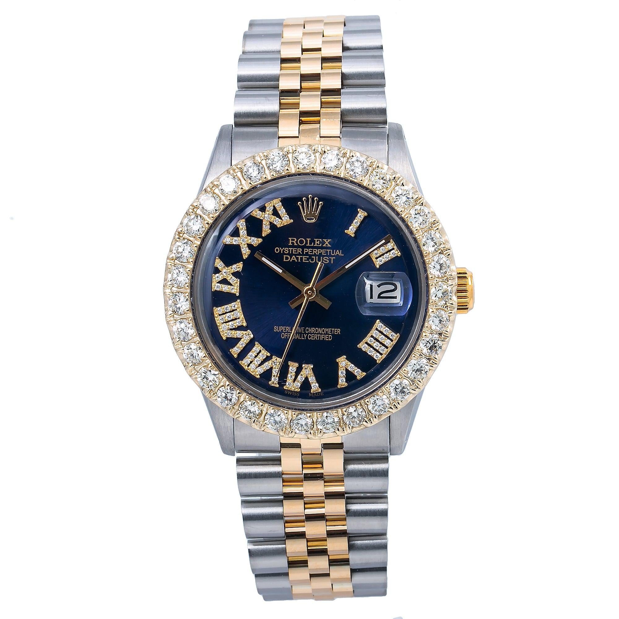 Rolex Datejust 1601 36MM Blue Diamond Dial With 3.25 CT Diamonds