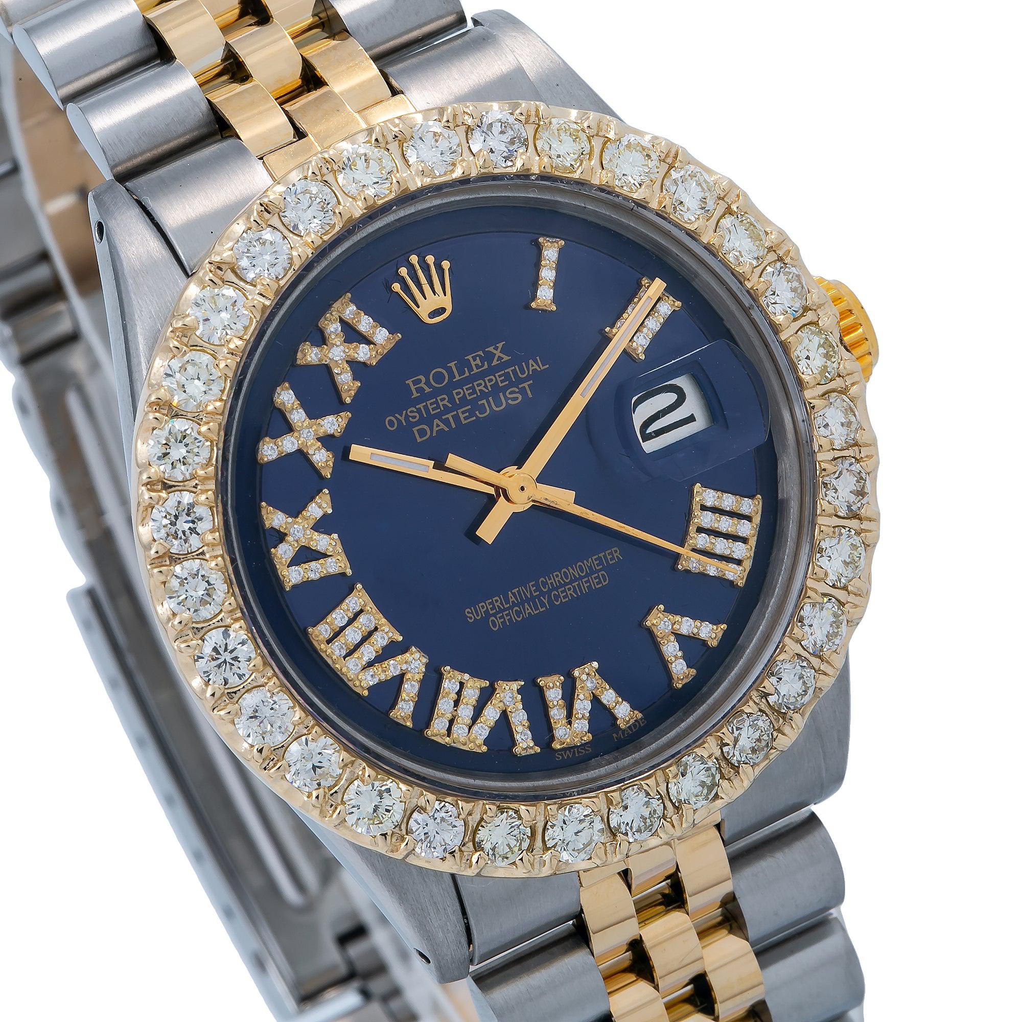 Rolex Datejust 1601 36MM Blue Diamond Dial With 3.25 CT Diamonds