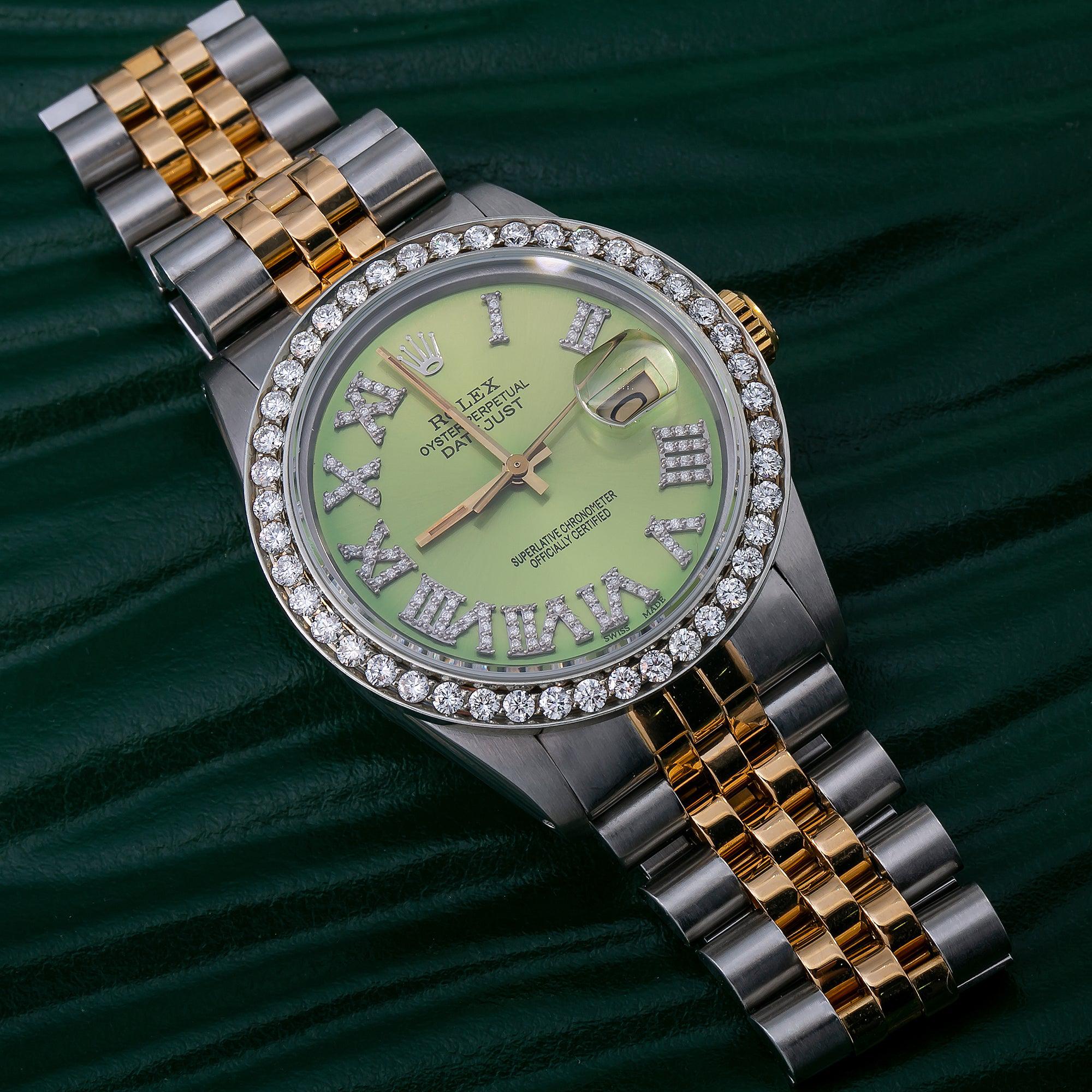 Rolex Datejust 1601 36MM Green Diamond Dial With Two Tone Bracelet