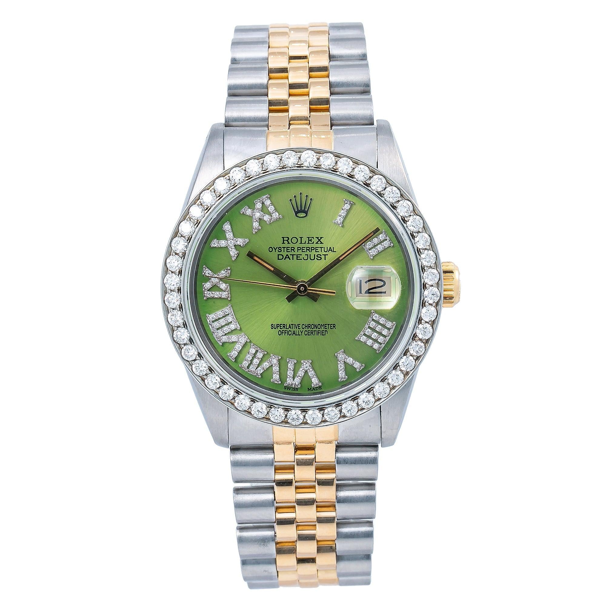 Rolex Datejust 1601 36MM Green Diamond Dial With Two Tone Bracelet