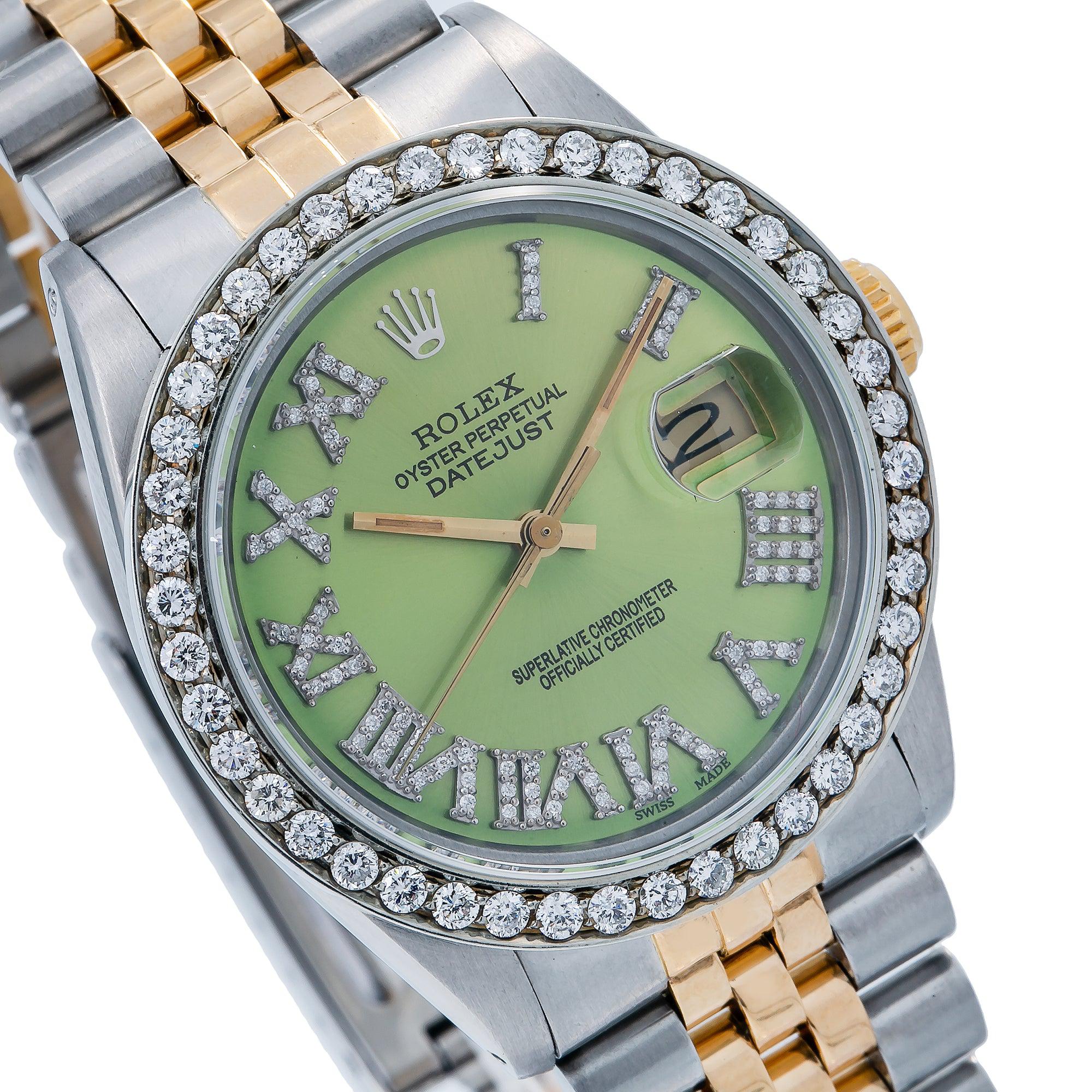 Rolex Datejust 1601 36MM Green Diamond Dial With Two Tone Bracelet