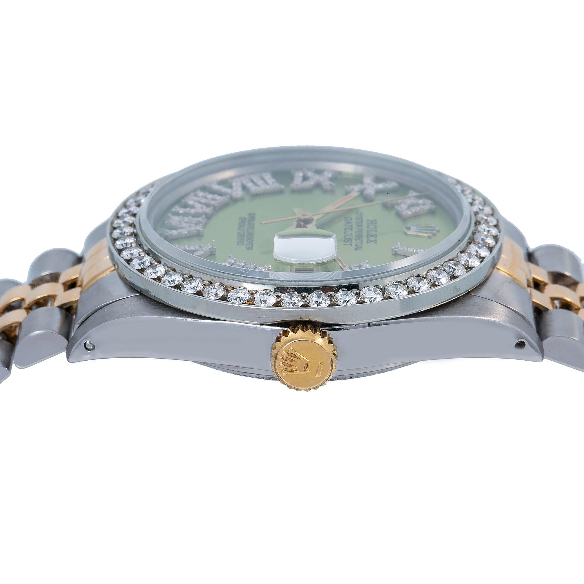 Rolex Datejust 1601 36MM Green Diamond Dial With Two Tone Bracelet