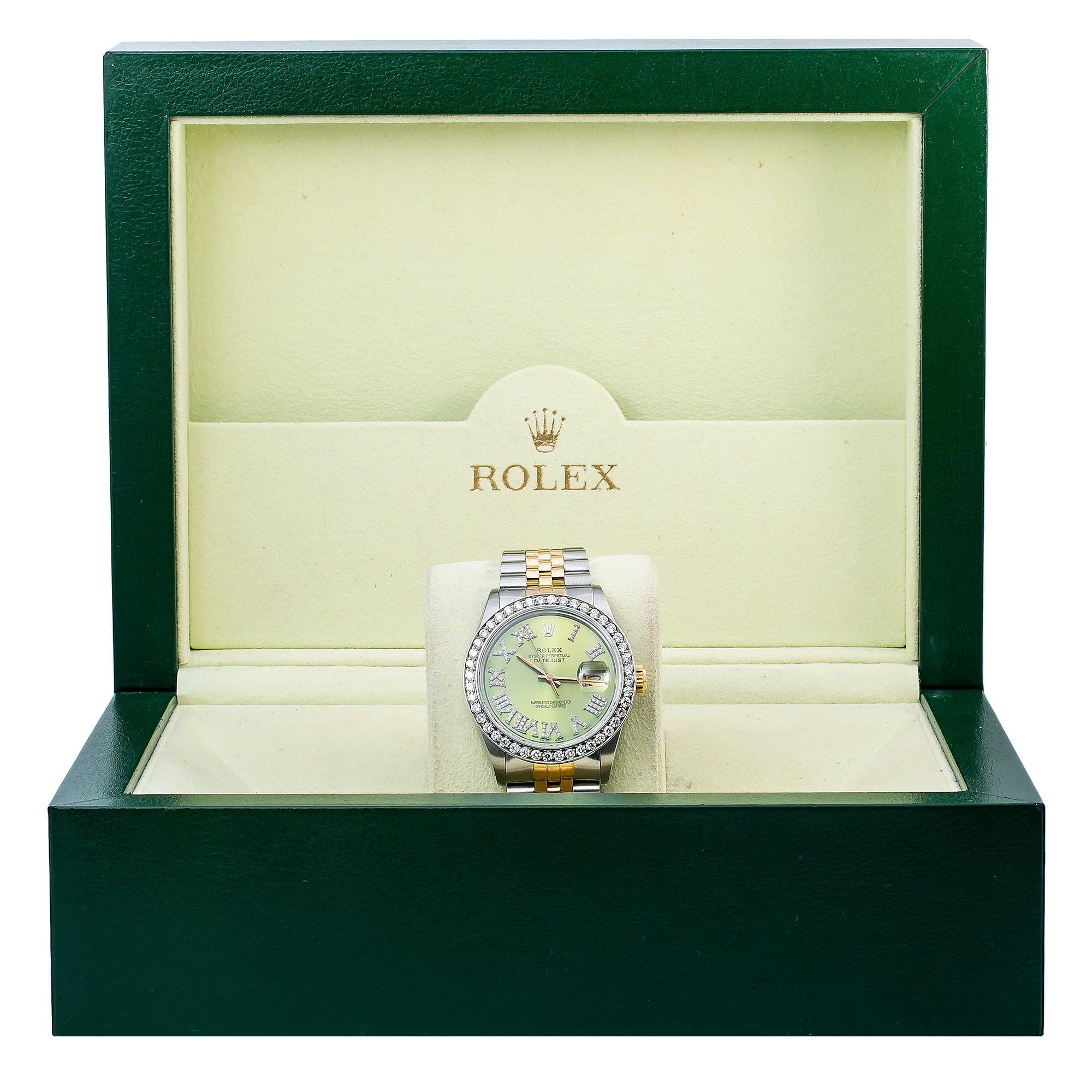 Rolex Datejust 1601 36MM Green Diamond Dial With Two Tone Bracelet