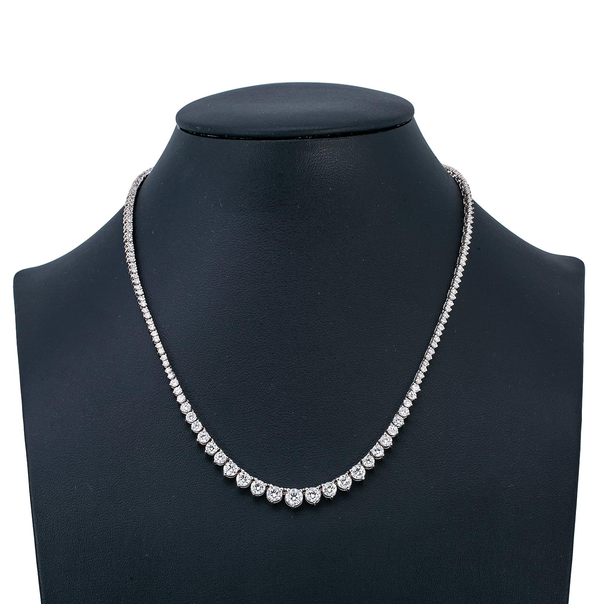 14K WHITE GOLD 17" TENNIS CHAIN WITH 15.25 CT DIAMONDS