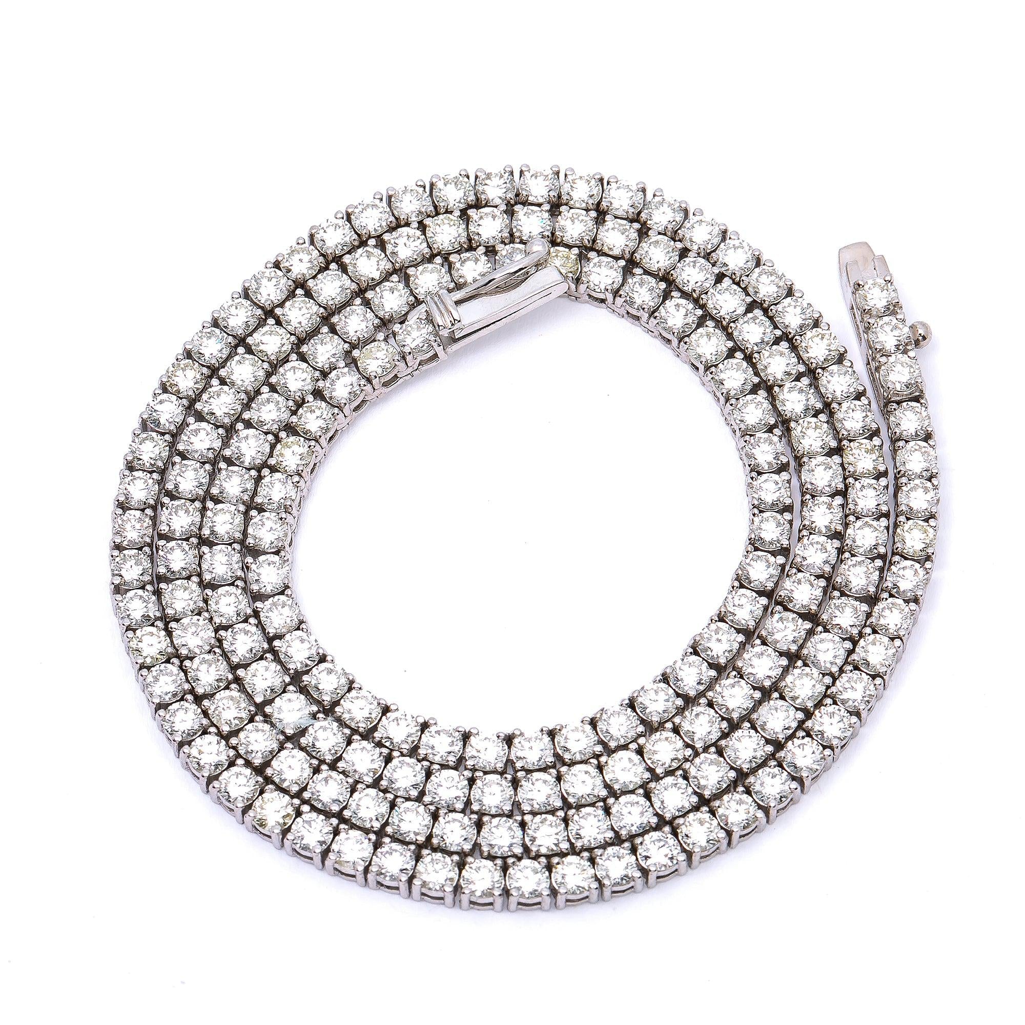 14K WHITE GOLD 18" TENNIS WITH 10.34 CT DIAMONDS