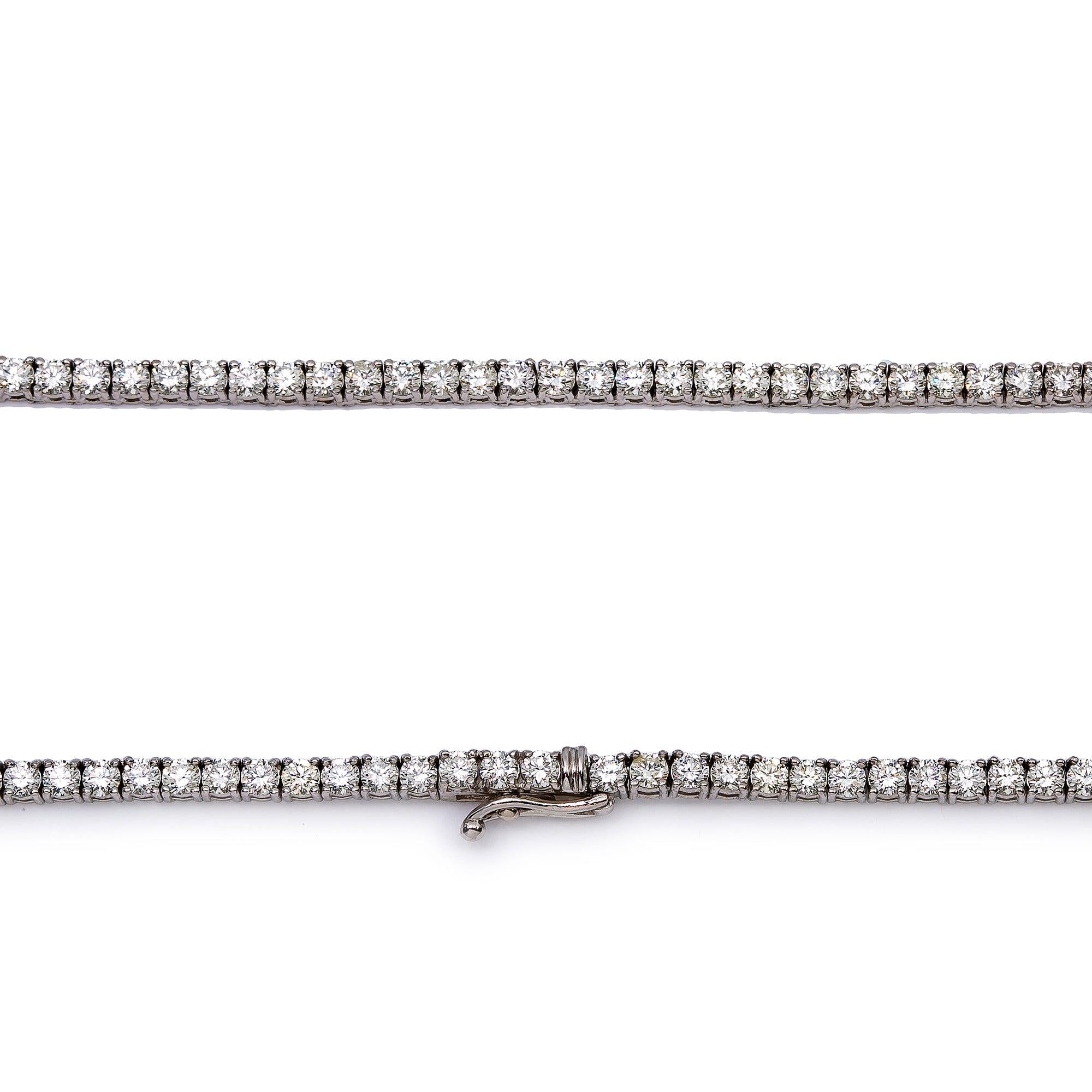 14K WHITE GOLD 18" TENNIS WITH 10.34 CT DIAMONDS