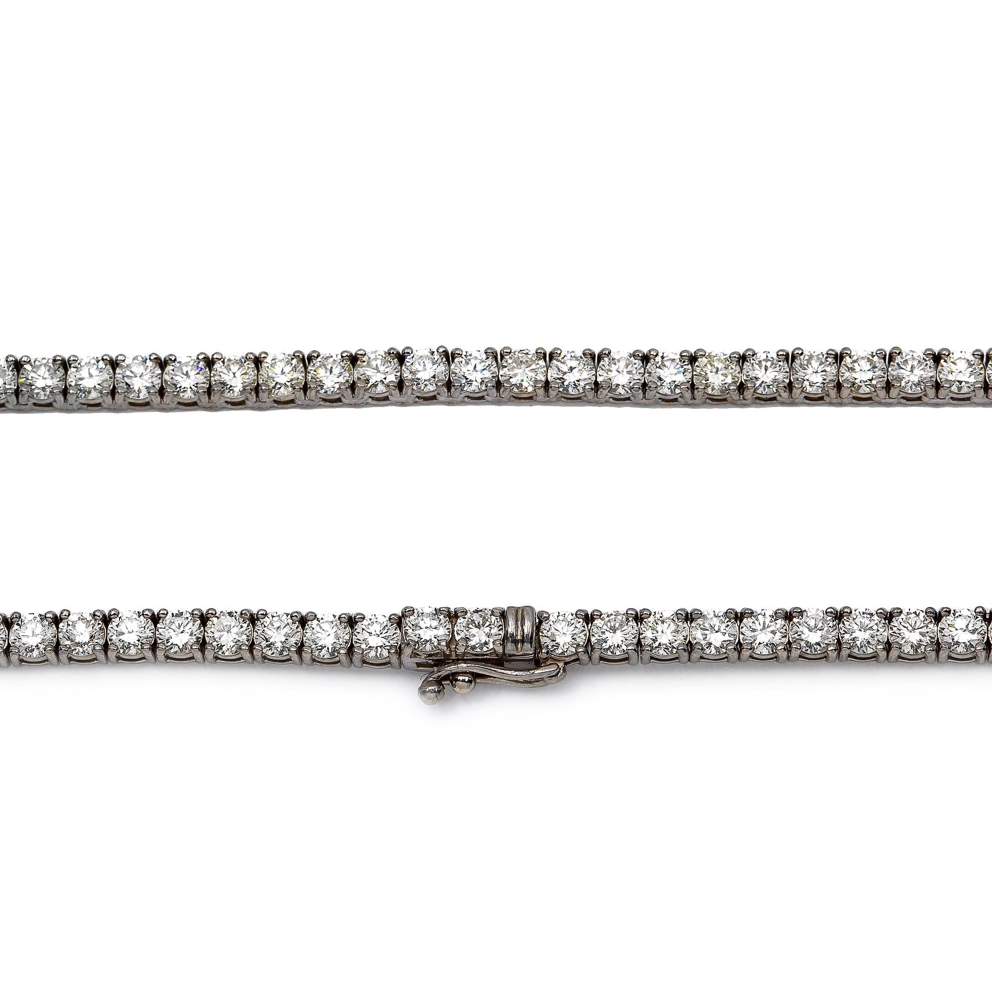 14K WHITE GOLD 24" TENNIS CHAIN WITH 20.28 CT DIAMONDS