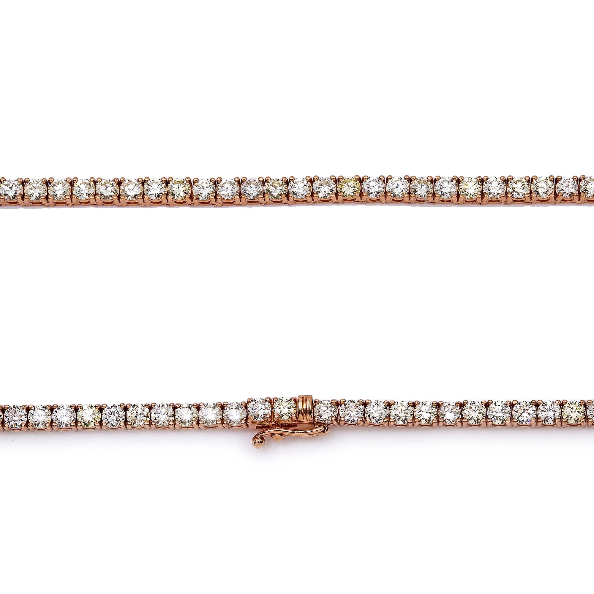 14K ROSE GOLD 19" TENNIS CHAIN WITH 14.51 CT DIAMONDS