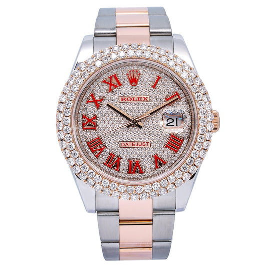 Rolex Datejust II 126331 41MM Red Diamond Dial With Two Tone Bracelet