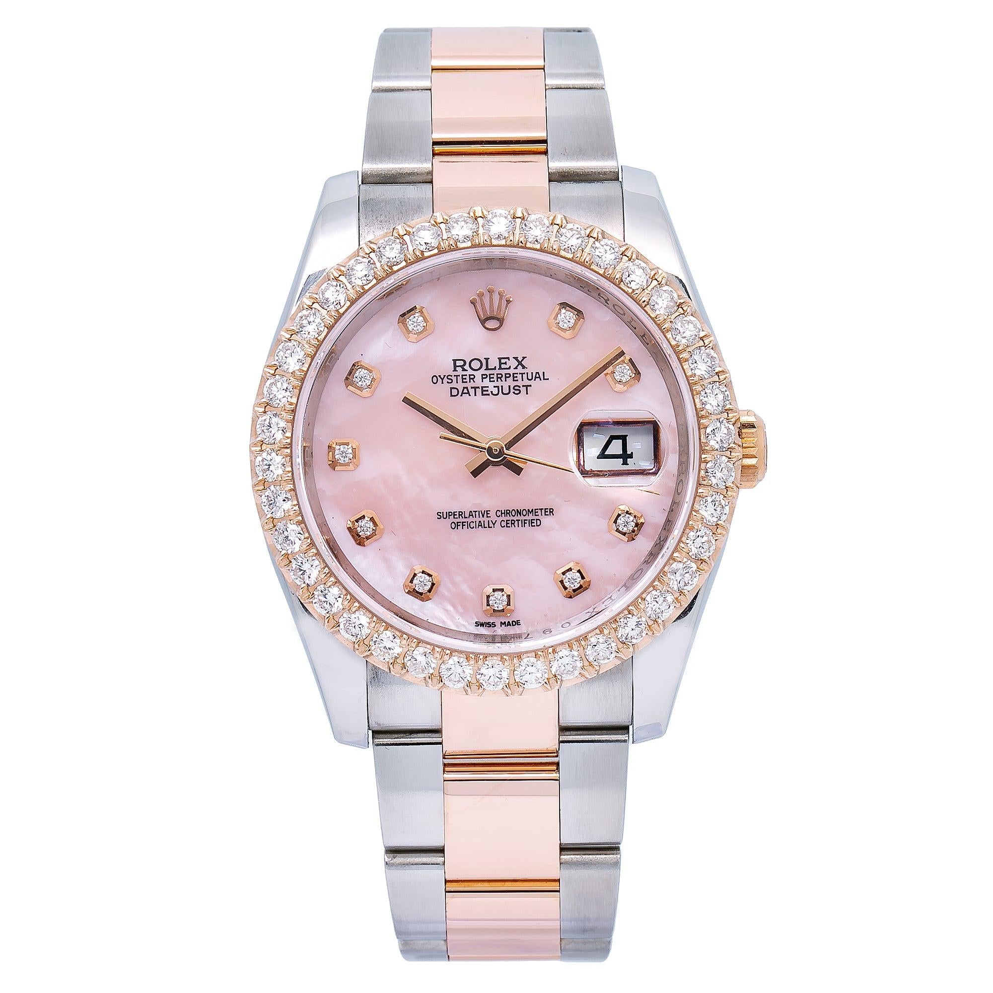 Rolex Datejust 116201 36MM Pink Diamond Dial With Two Tone Oyster Bracelet