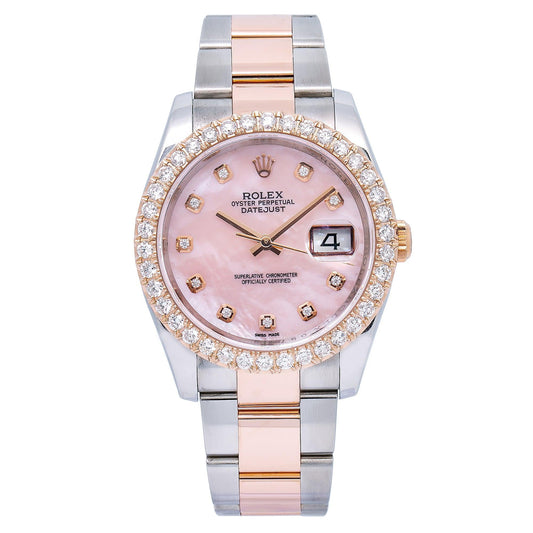 Rolex Datejust 116201 36MM Pink Diamond Dial With Two Tone Oyster Bracelet