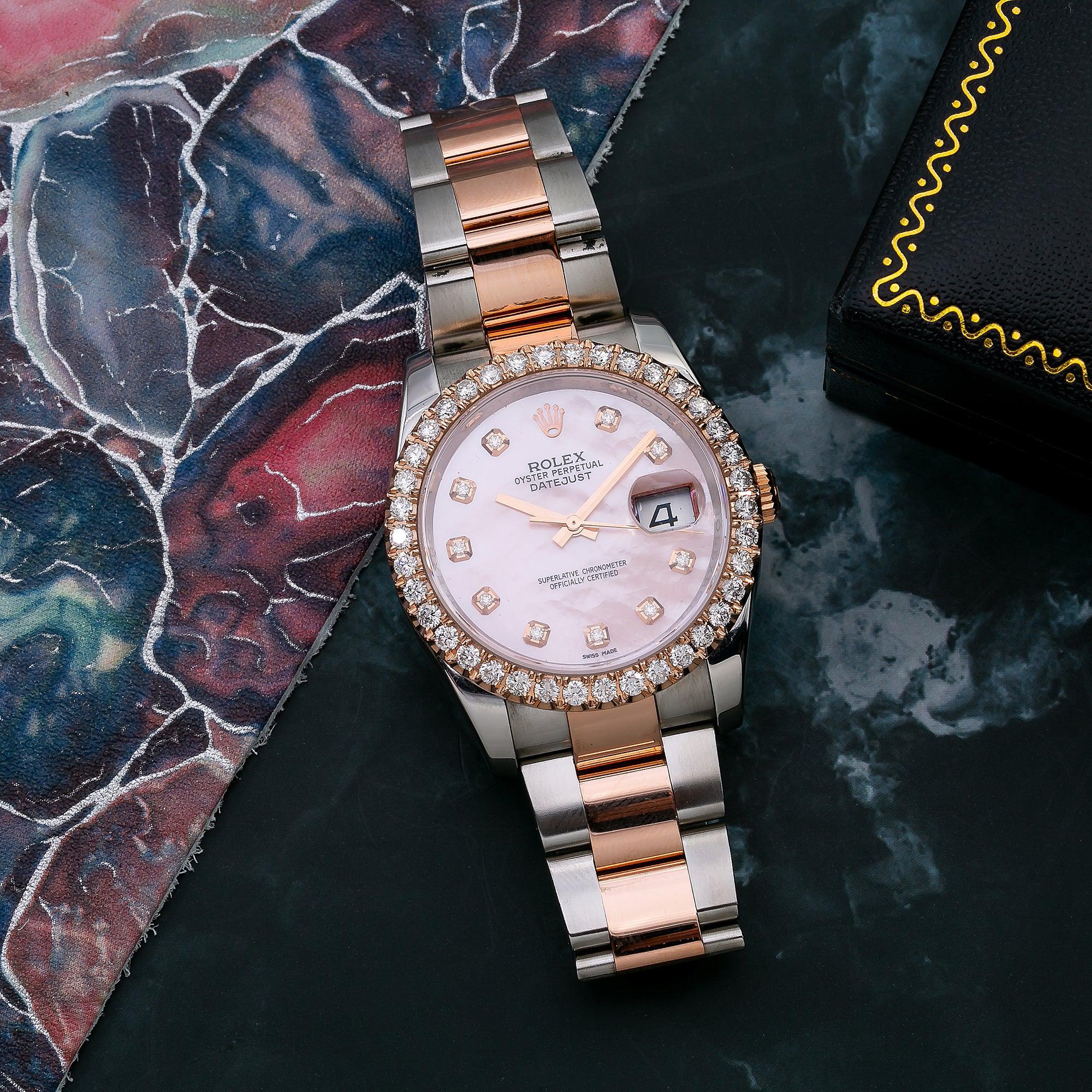 Rolex Datejust 116201 36MM Pink Diamond Dial With Two Tone Oyster Bracelet