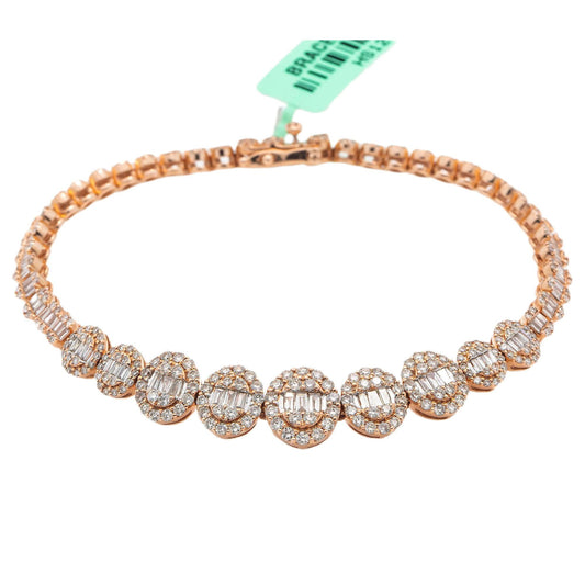 14K GOLD BAGUETTE AND ROUND DIAMONDS BRACELET 3.25 CT