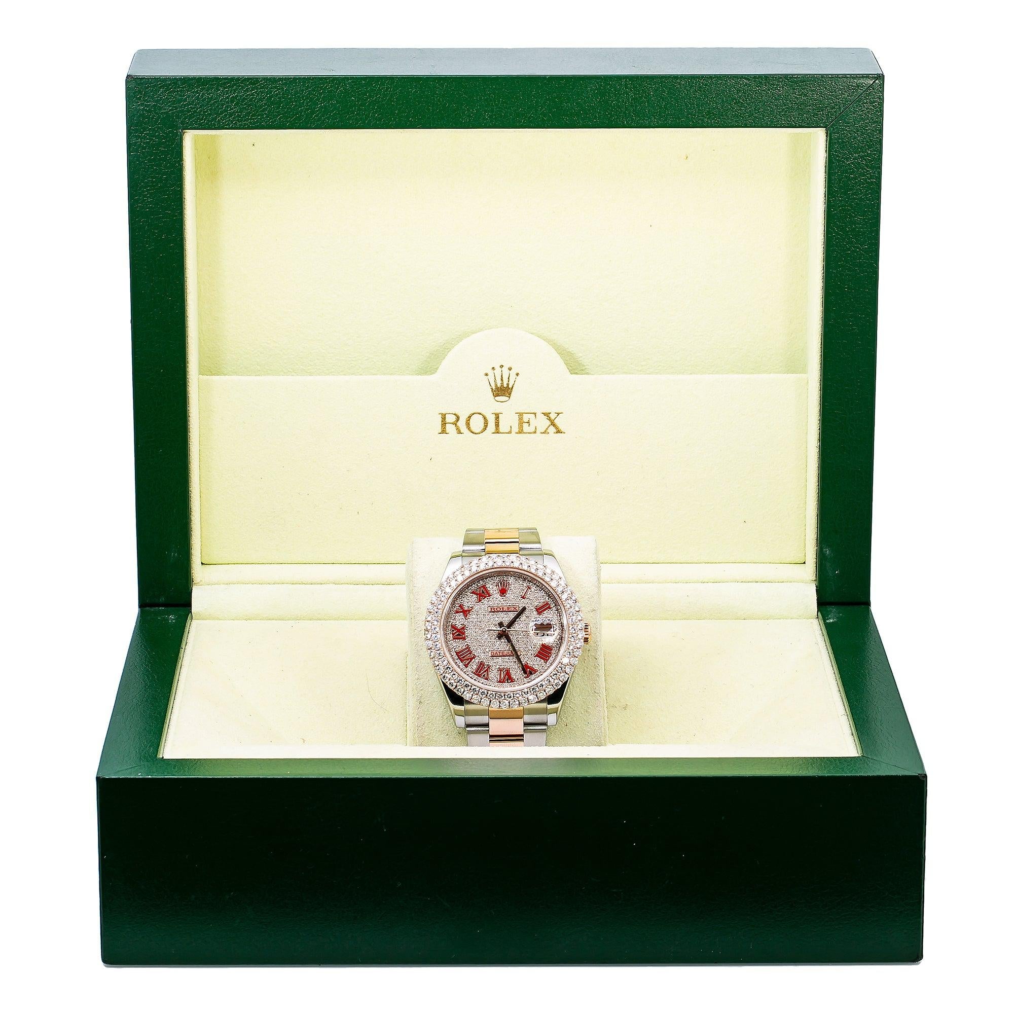 Rolex Datejust II 126331 41MM Red Diamond Dial With Two Tone Bracelet