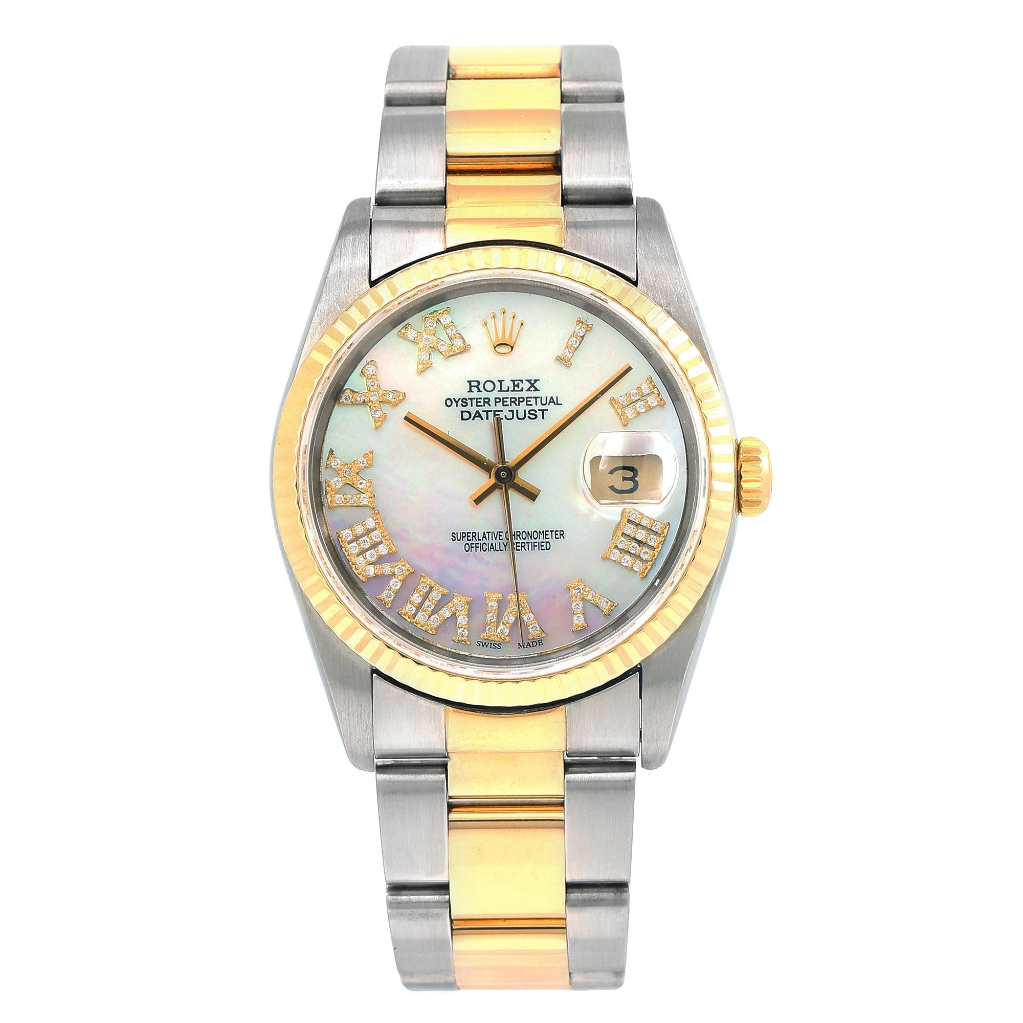 Rolex Datejust 16233 36MM White Diamond Dial With Two Tone Oyster Bracelet