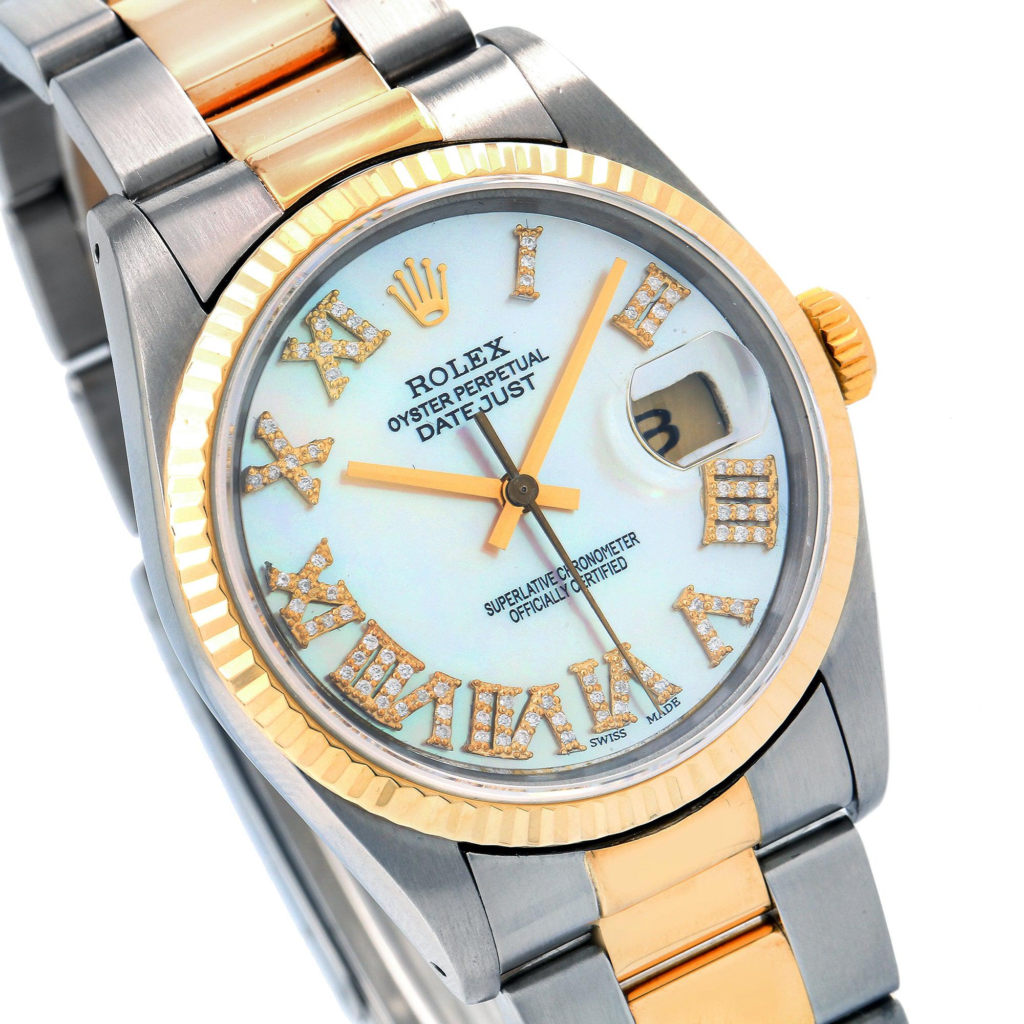 Rolex Datejust 16233 36MM White Diamond Dial With Two Tone Oyster Bracelet