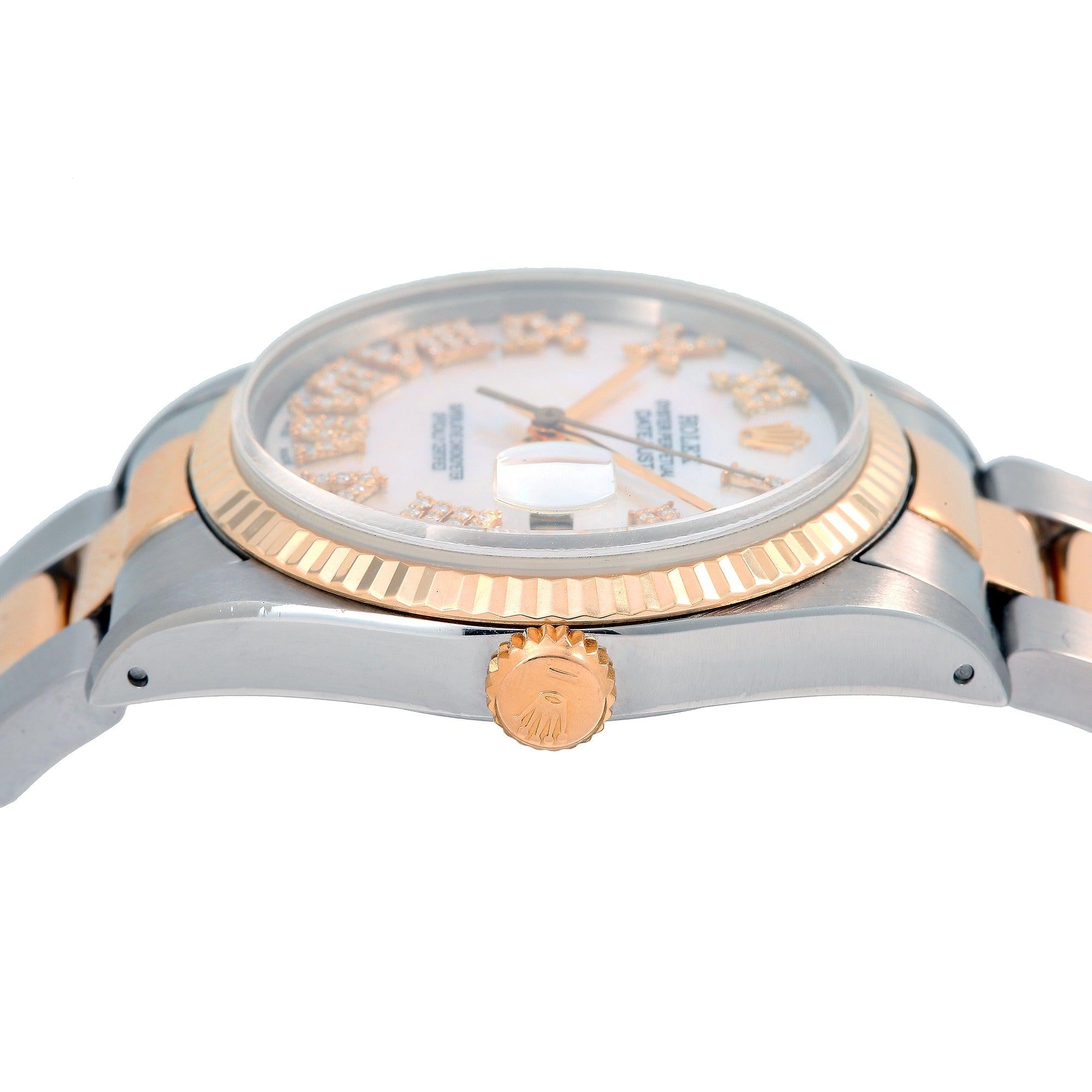 Rolex Datejust 16233 36MM White Diamond Dial With Two Tone Oyster Bracelet