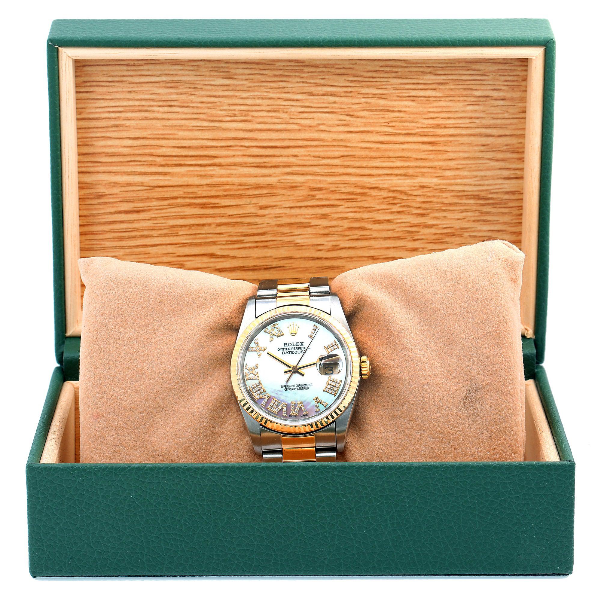 Rolex Datejust 16233 36MM White Diamond Dial With Two Tone Oyster Bracelet