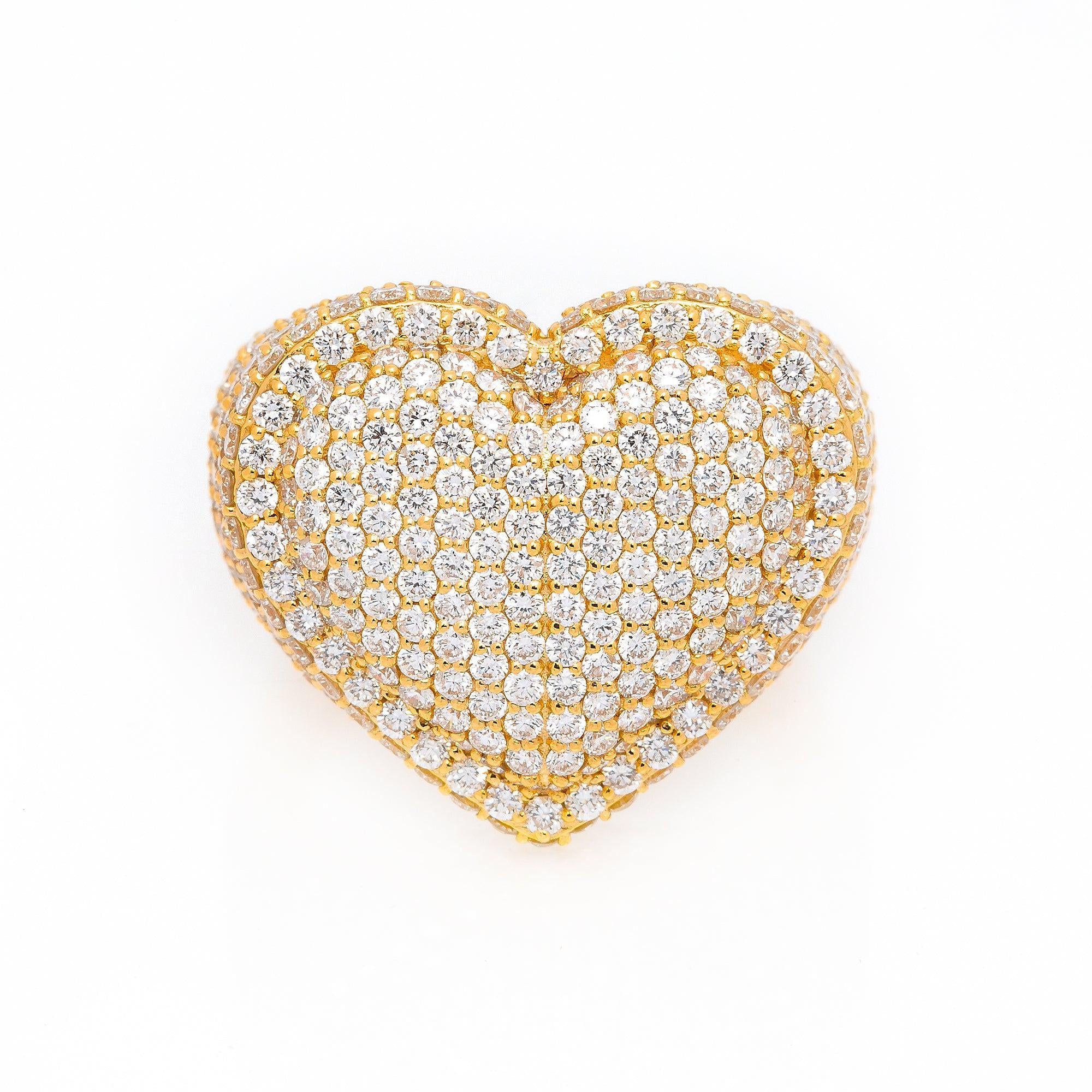 14K YELLOW GOLD DIAMOND HEART RING 5.30 CT