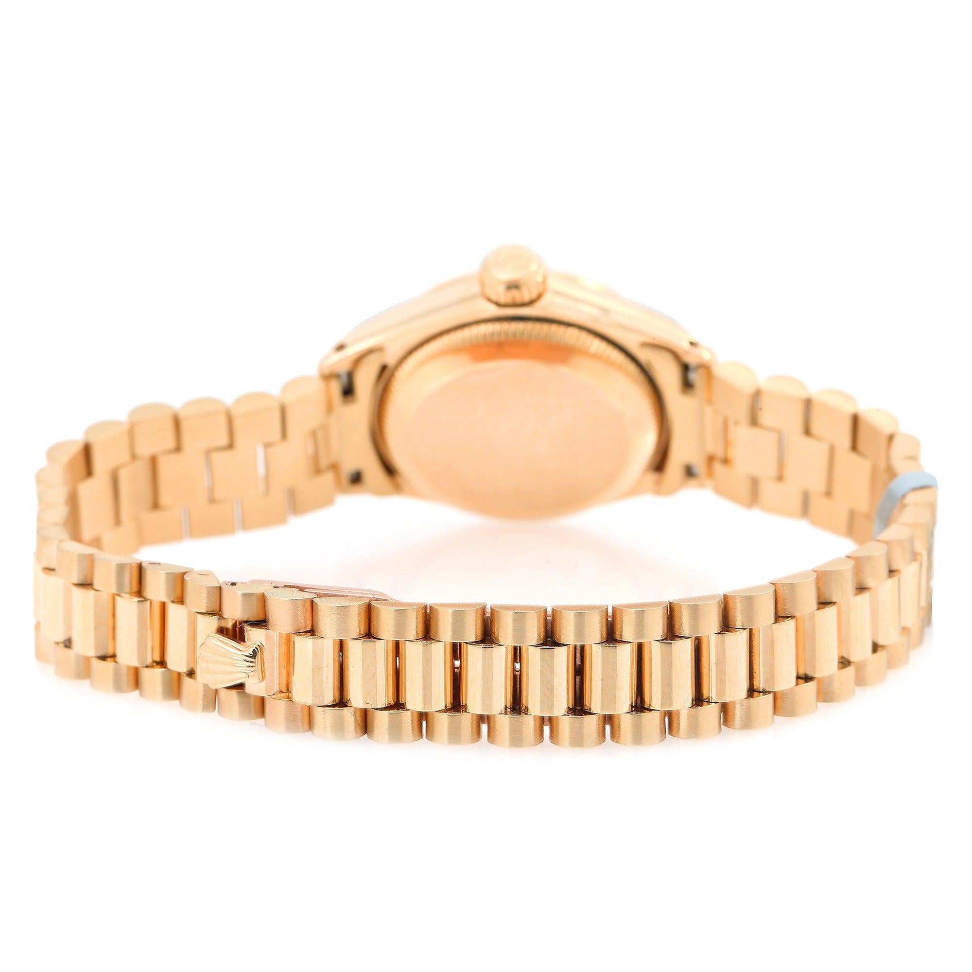 Rolex Oyster Perpetual Lady Date 6517 26MM Pink Diamond Dial With Yellow Gold Bracelet