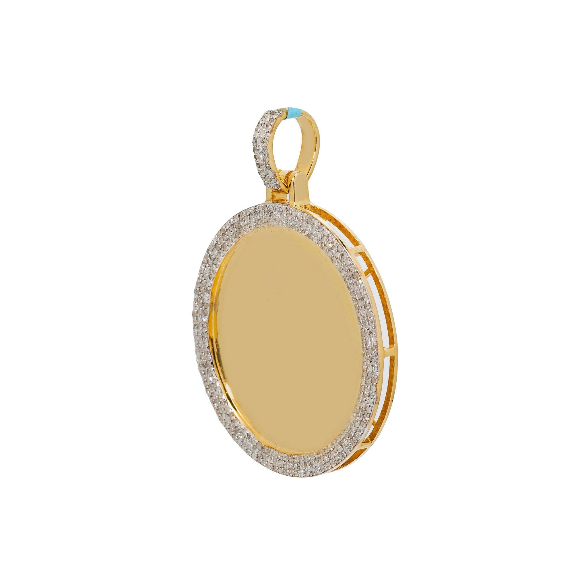 10K YELLOW GOLD UNISEX PICTURE  PENDANT WITH 1.14 CT DIAMONDS