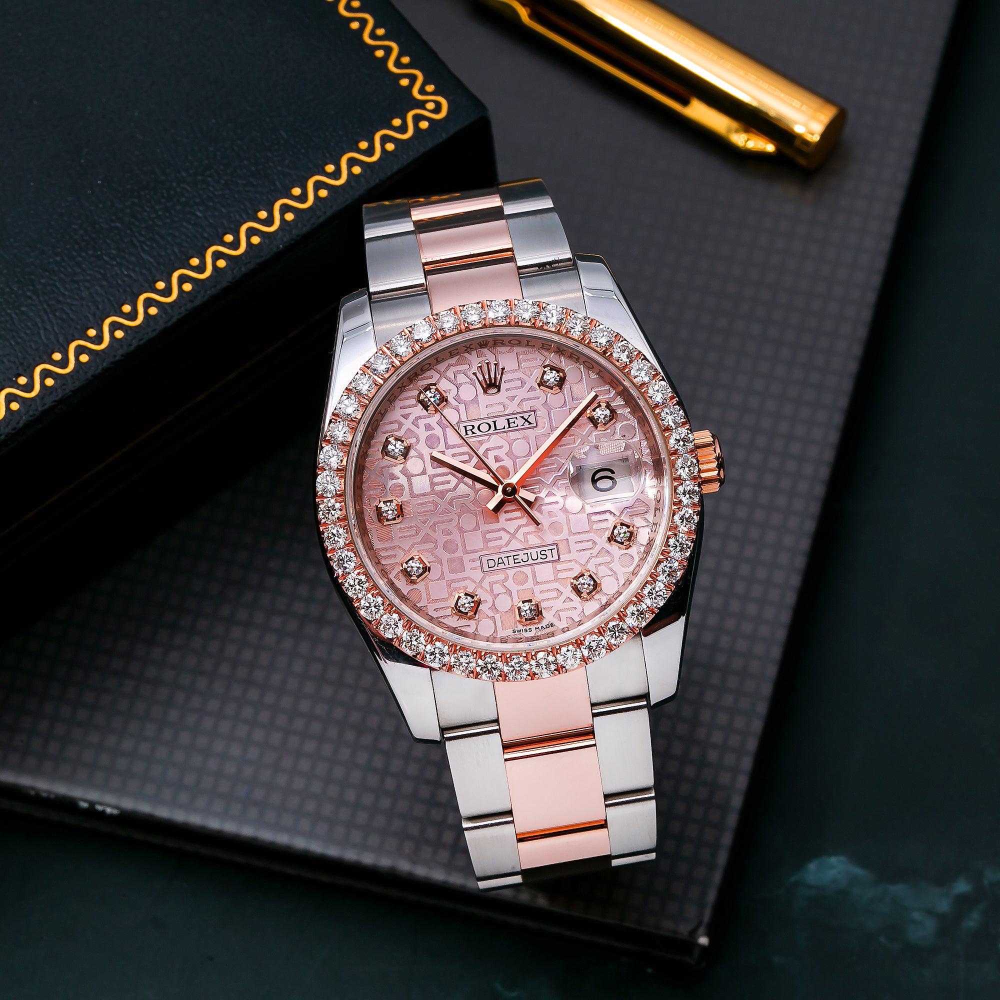 Rolex Datejust 116201 36MM Pink Diamond Dial With 1.35 CT Diamonds