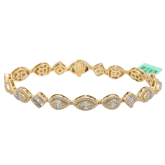 14K GOLD BAGUETTE AND ROUND DIAMONDS BRACELET 4.00 CT