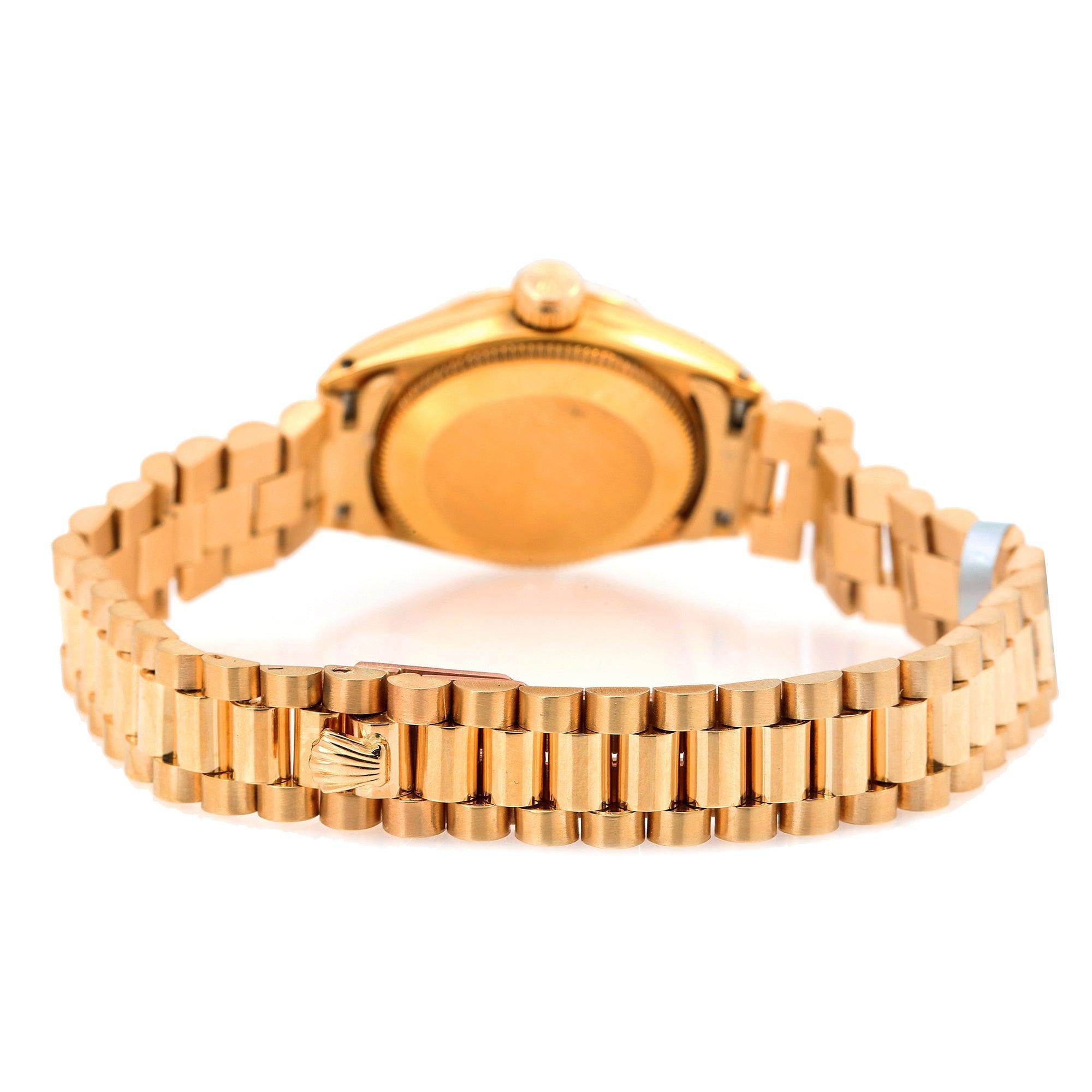 Rolex Oyster Perpetual Lady Datejust 26MM White Mother of Pearl Diamond Dial With Yellow Gold Bracelet