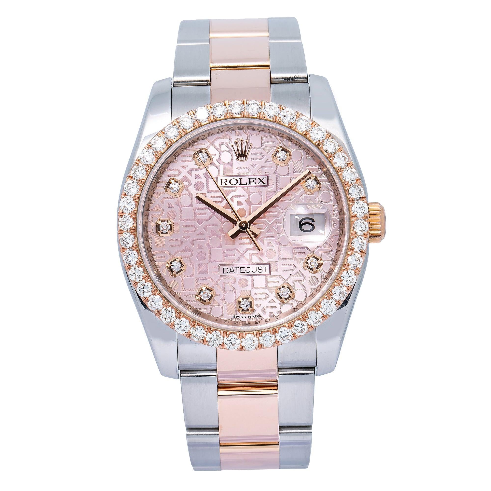 Rolex Datejust 116201 36MM Pink Diamond Dial With 1.35 CT Diamonds