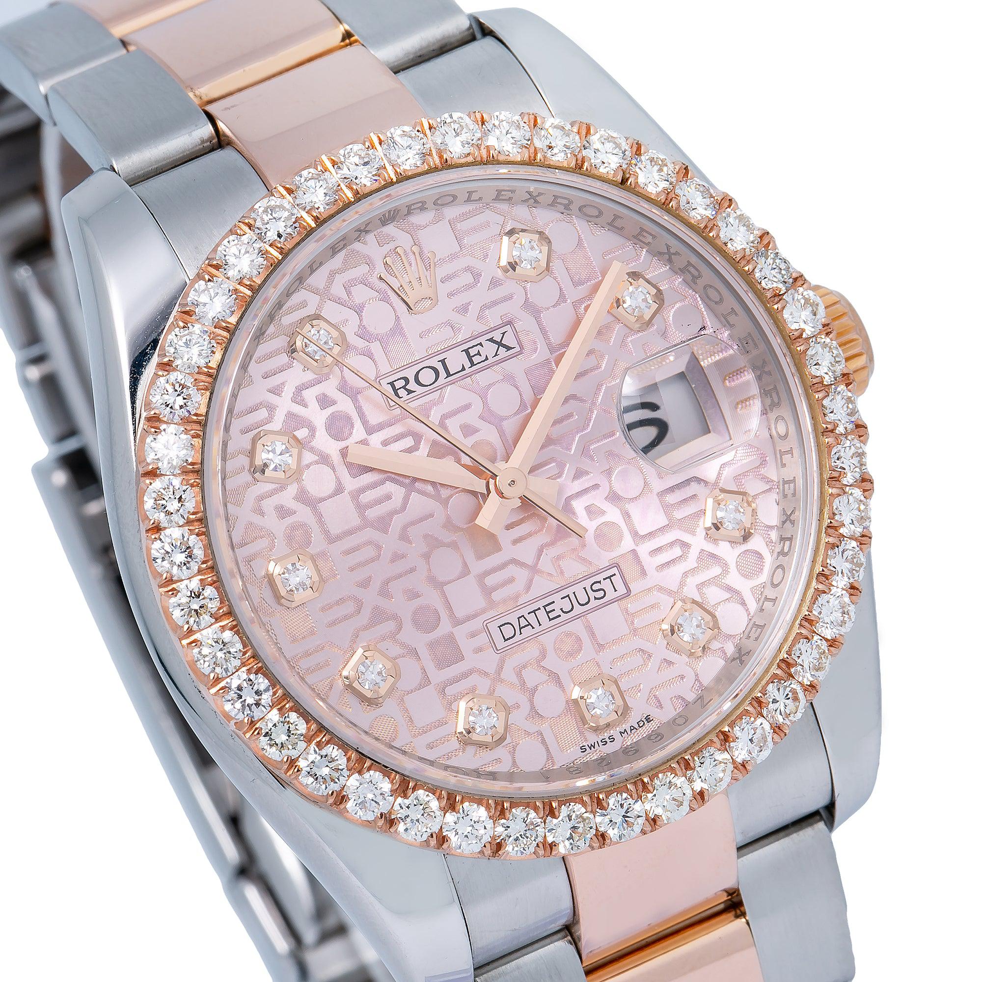 Rolex Datejust 116201 36MM Pink Diamond Dial With 1.35 CT Diamonds