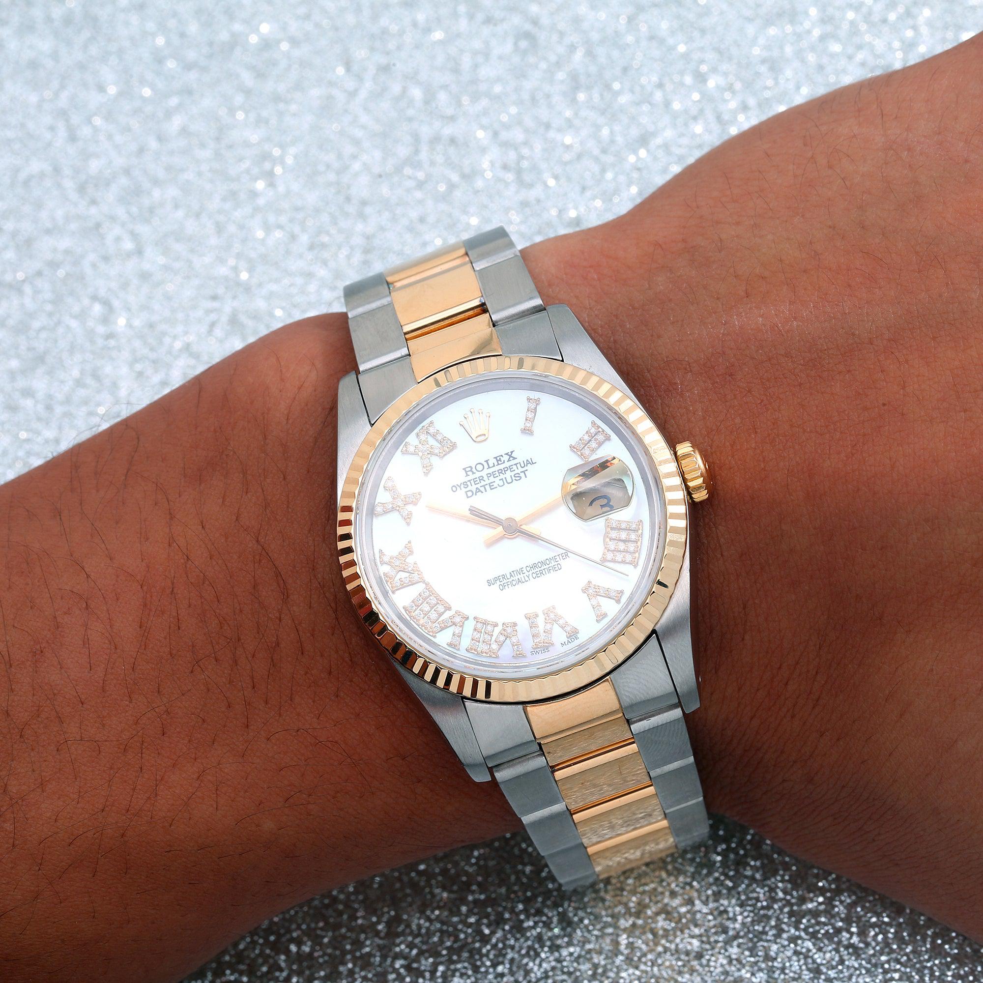 Rolex Datejust 16233 36MM White Diamond Dial With Two Tone Oyster Bracelet