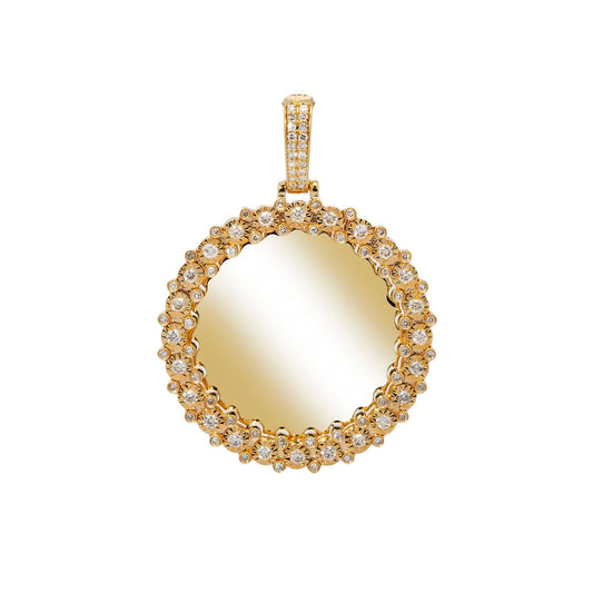 14K YELLOW GOLD ROUND DIAMOND PICTURE PENDANT 0.63 CT