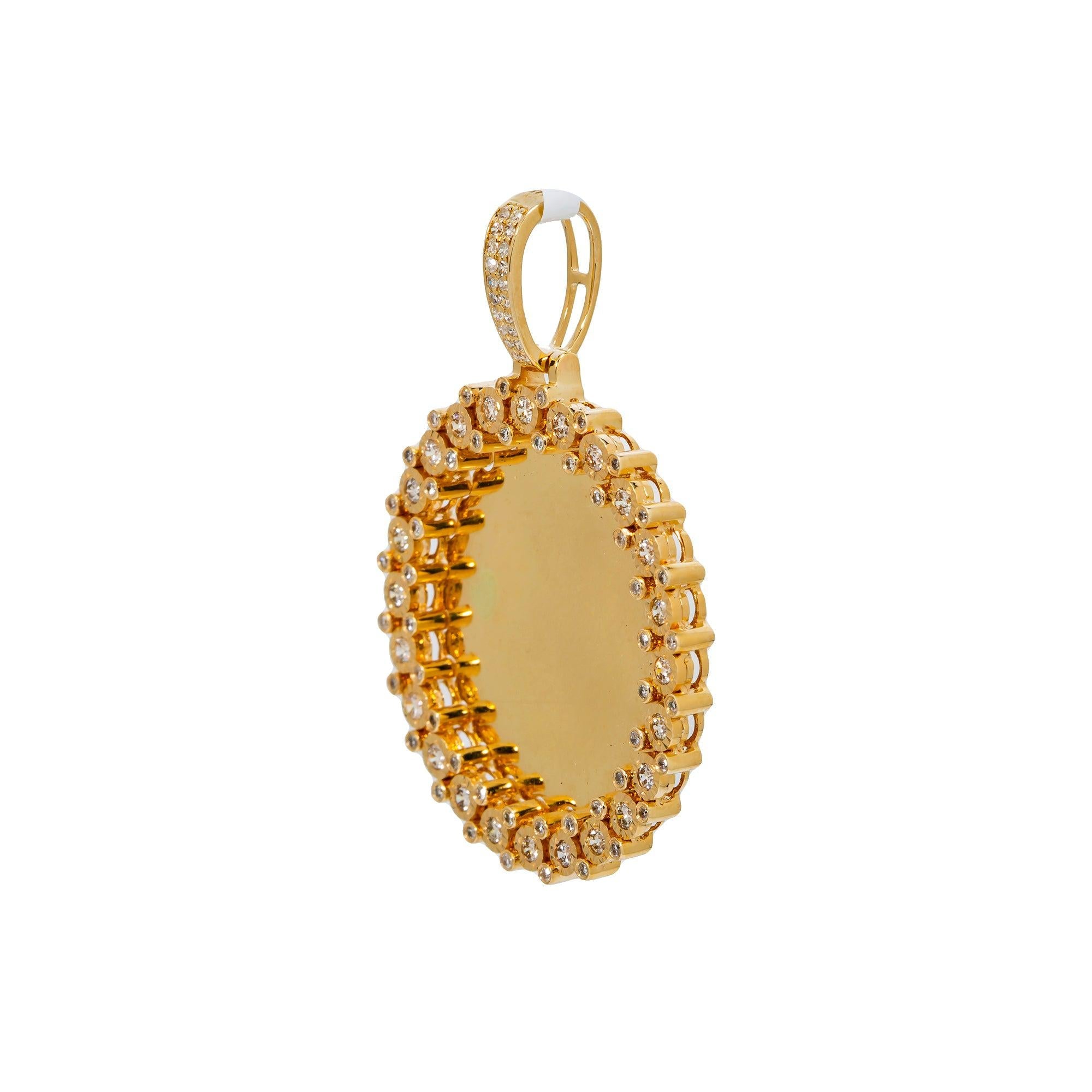 14K YELLOW GOLD ROUND DIAMOND PICTURE PENDANT 0.63 CT