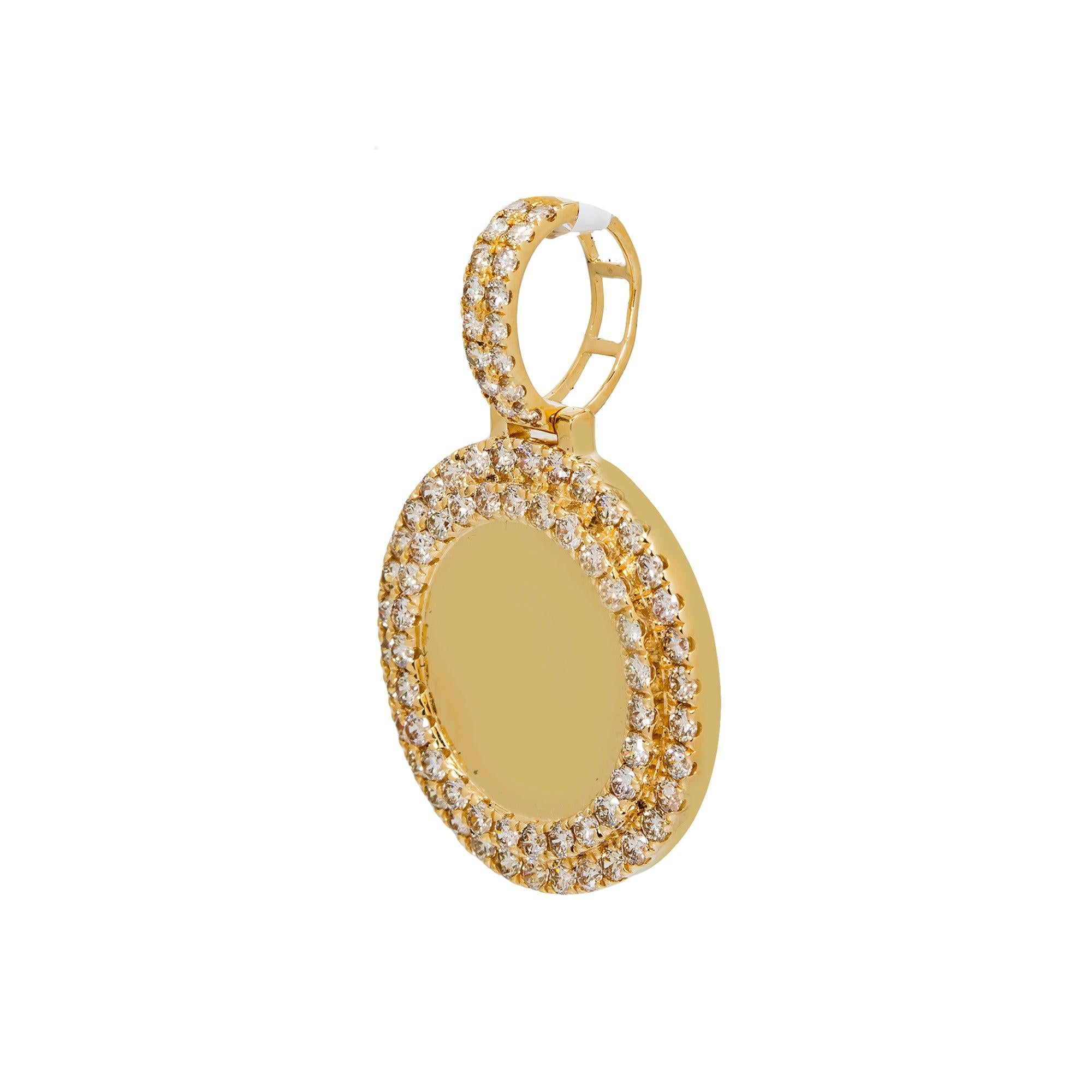 14K YELLOW GOLD 2 ROW DIAMOND PICTURE PENDANT 2.75 CT