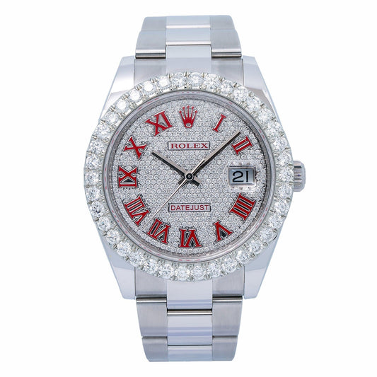 Rolex Datejust 126300 41MM Red Diamond Dial With Stainless Steel Oyster Bracelet