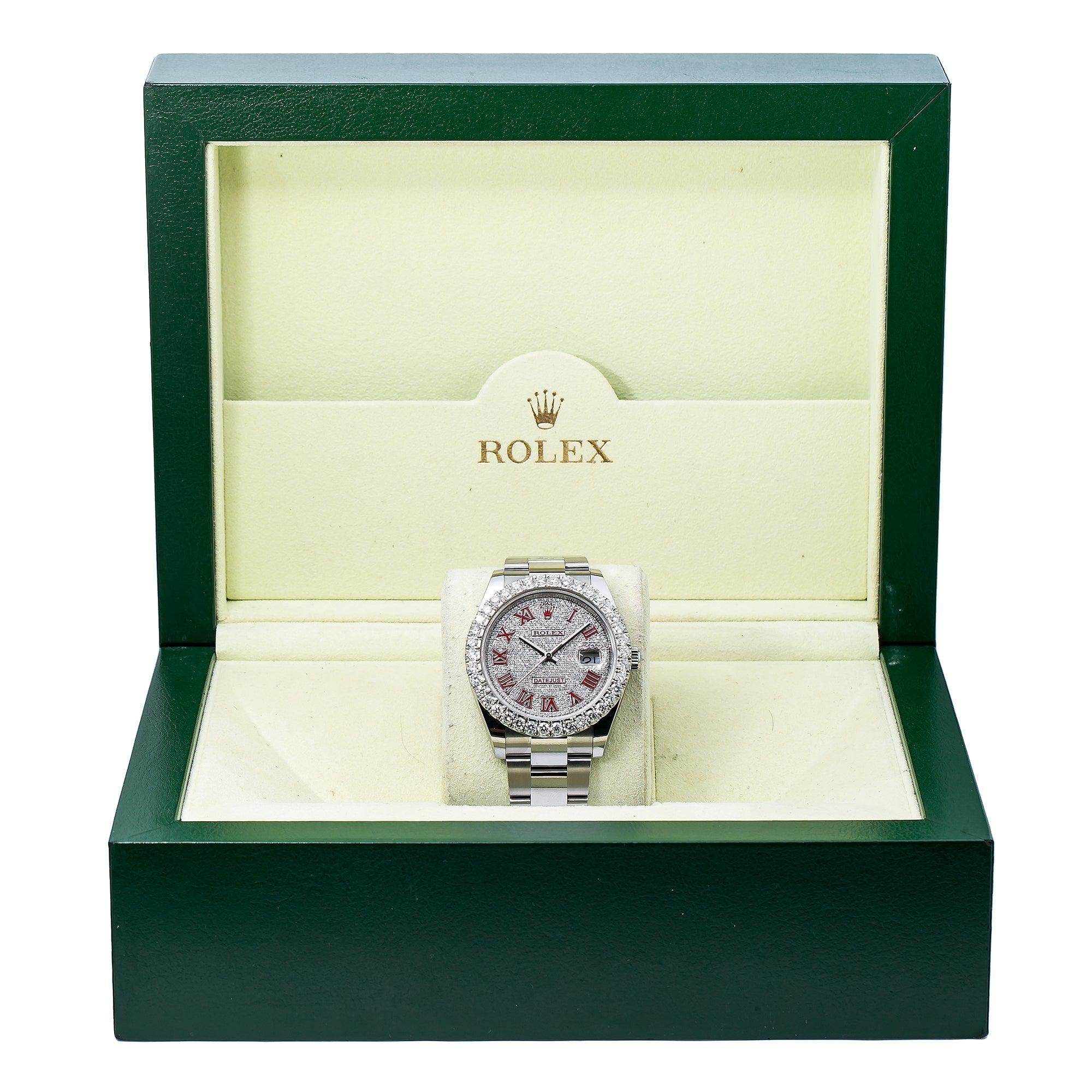 Rolex Datejust 126300 41MM Red Diamond Dial With Stainless Steel Oyster Bracelet