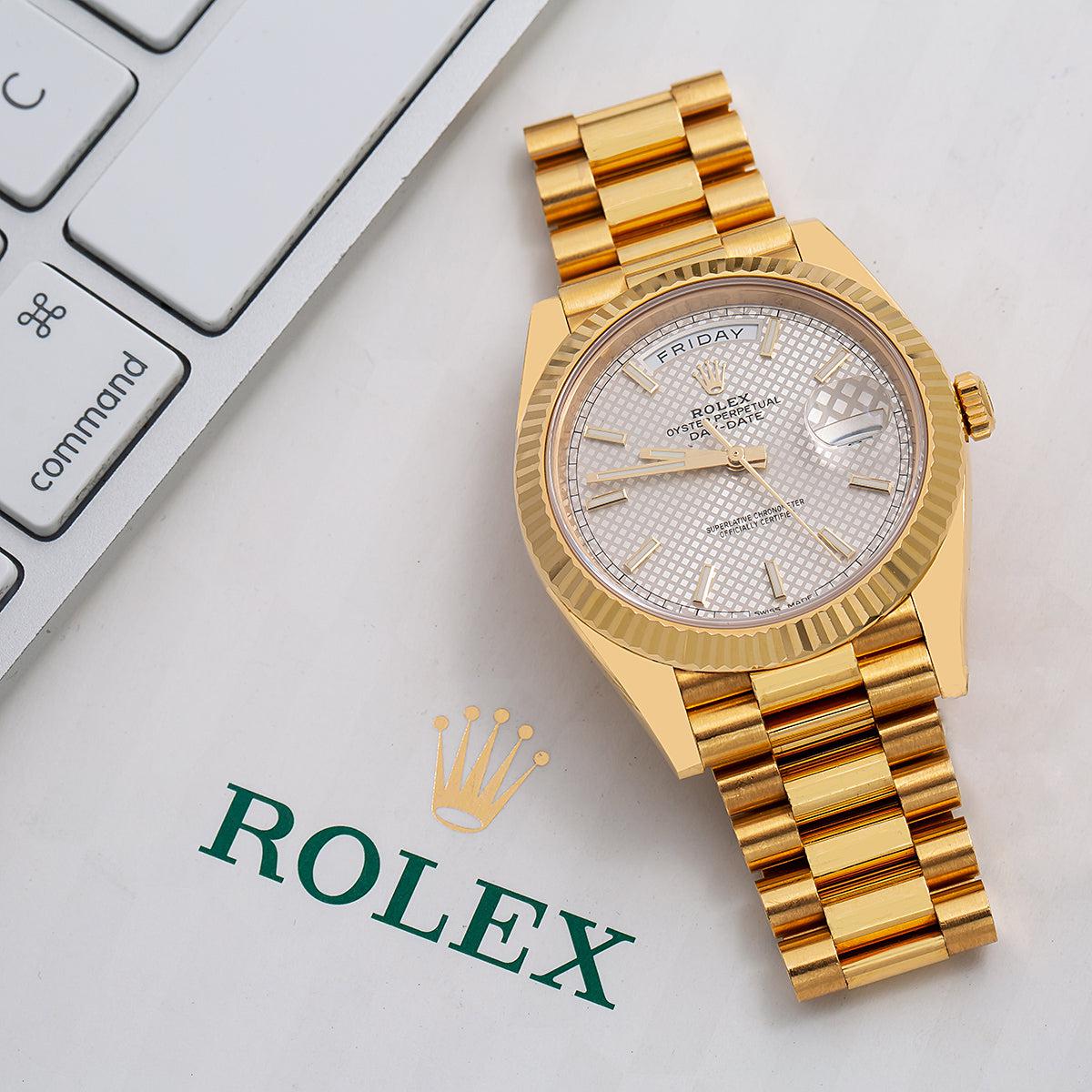 Rolex Day-Date 40 228238 40MM White Dial With Yellow Gold Bracelet