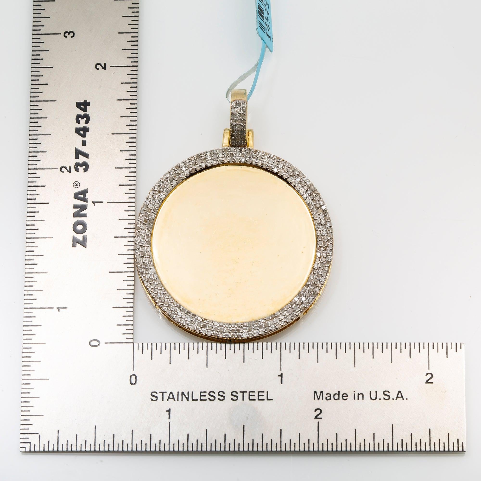 10K YELLOW GOLD UNISEX PICTURE  PENDANT WITH 1.14 CT DIAMONDS