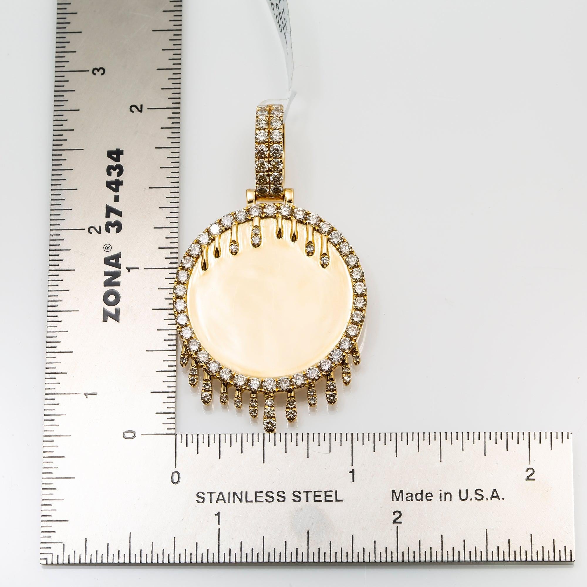 14K YELLOW GOLD ROUND DIAMOND CIRCLE DRIP PICTURE PENDANT 2.50 CT