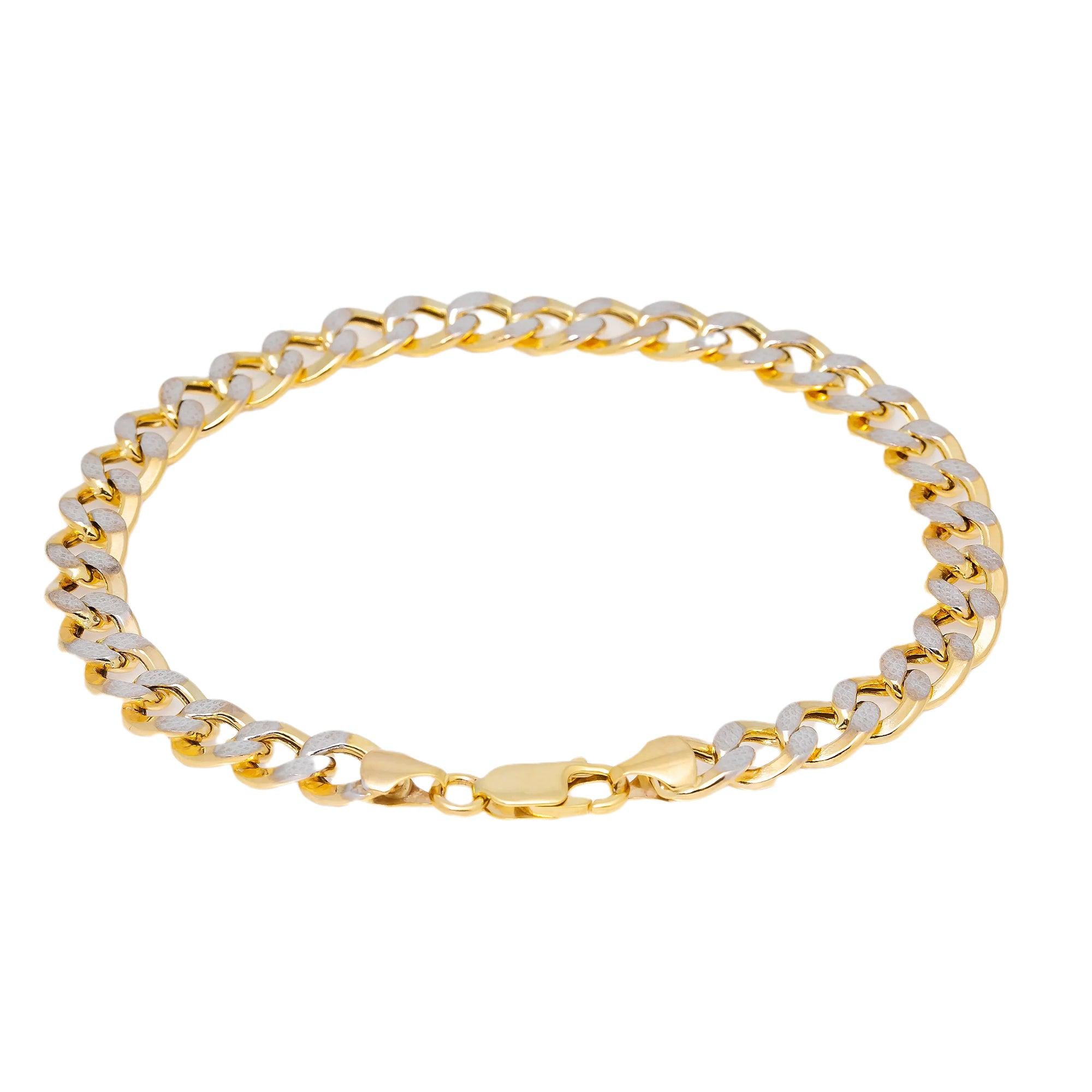 10K YELLOW GOLD HOLLOW DIAMOND CUT CUBAN BRACELET