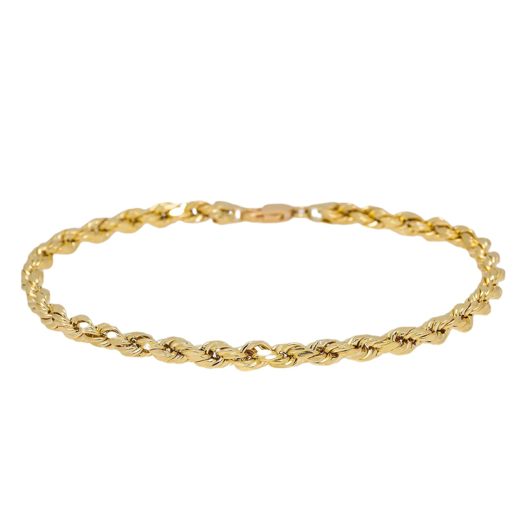 HOLLOW 10K YELLOW GOLD ROPE BRACELET