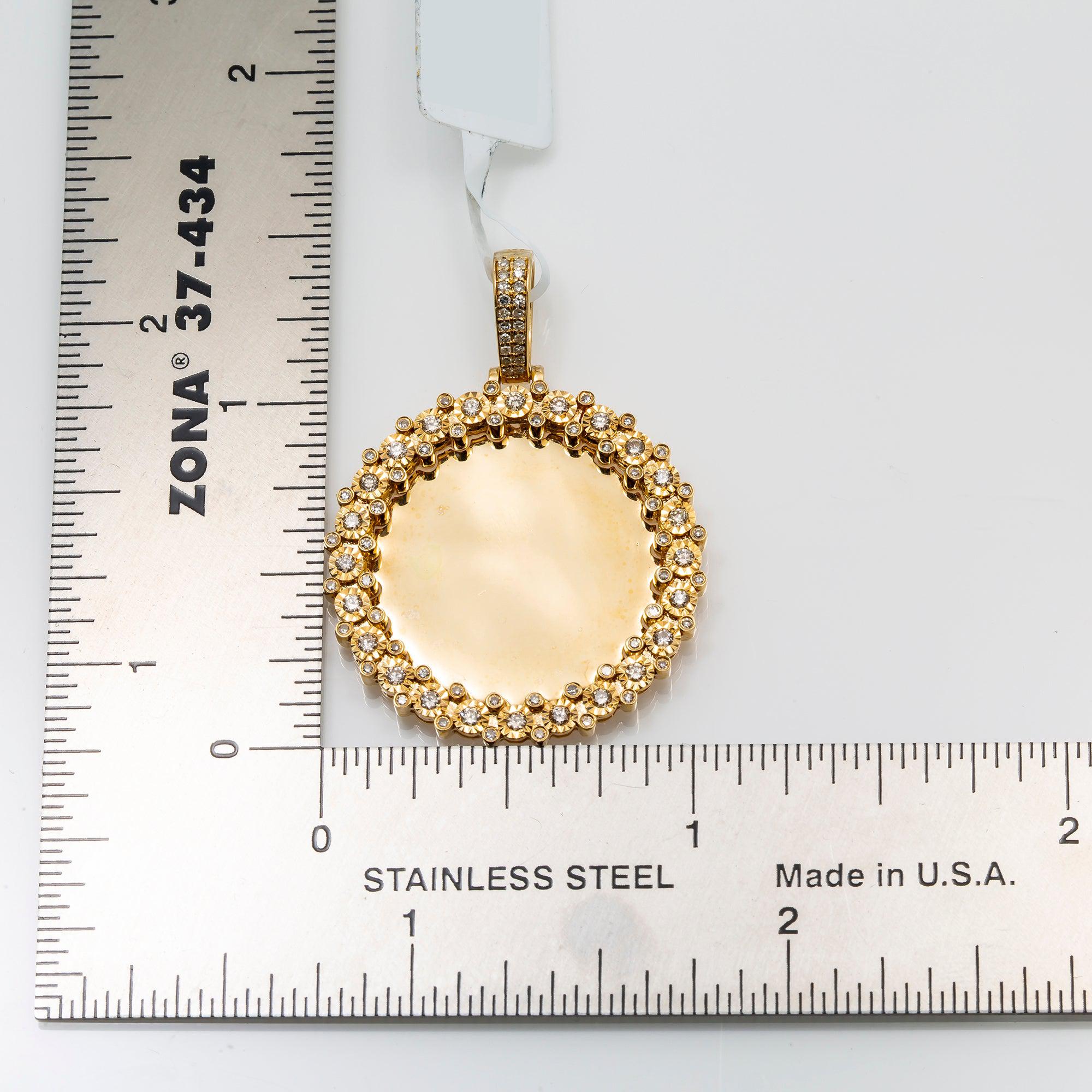 14K YELLOW GOLD ROUND DIAMOND PICTURE PENDANT 0.63 CT