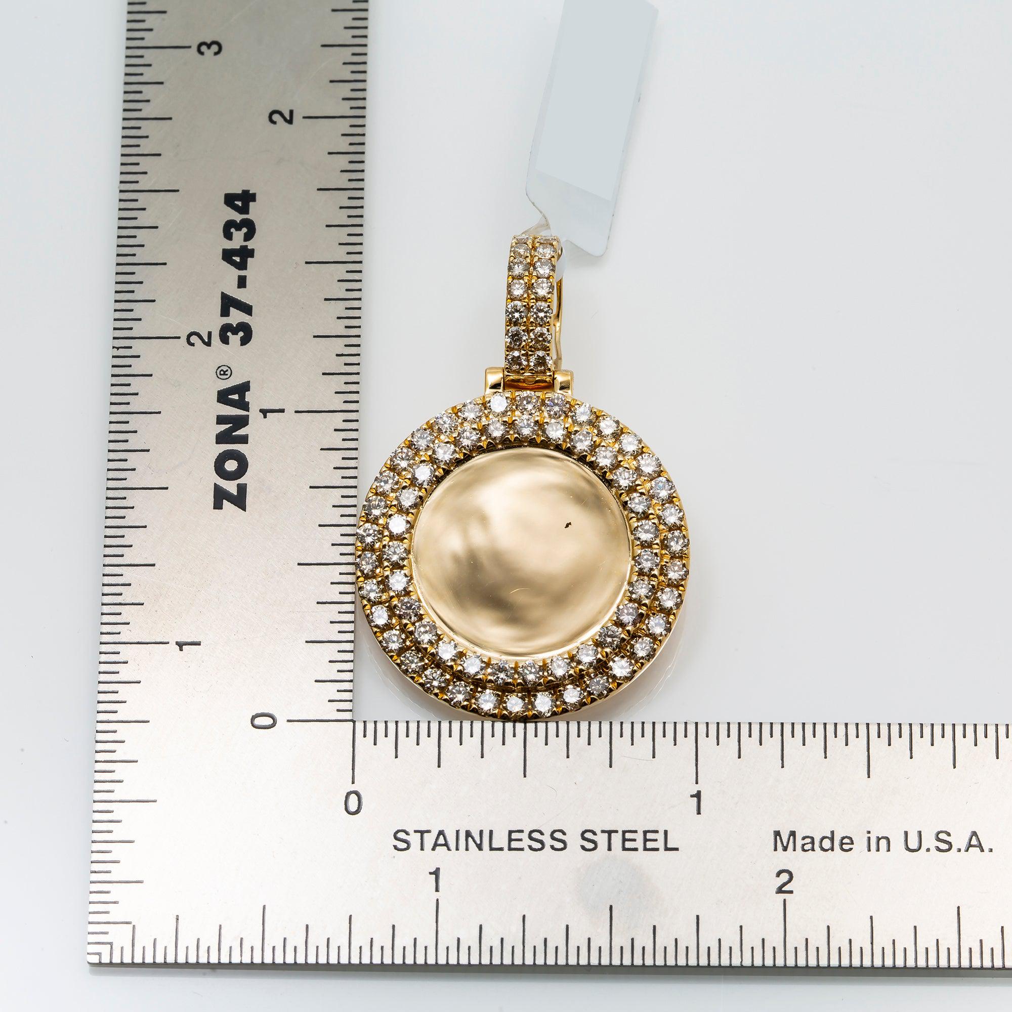 14K YELLOW GOLD 2 ROW DIAMOND PICTURE PENDANT 2.75 CT