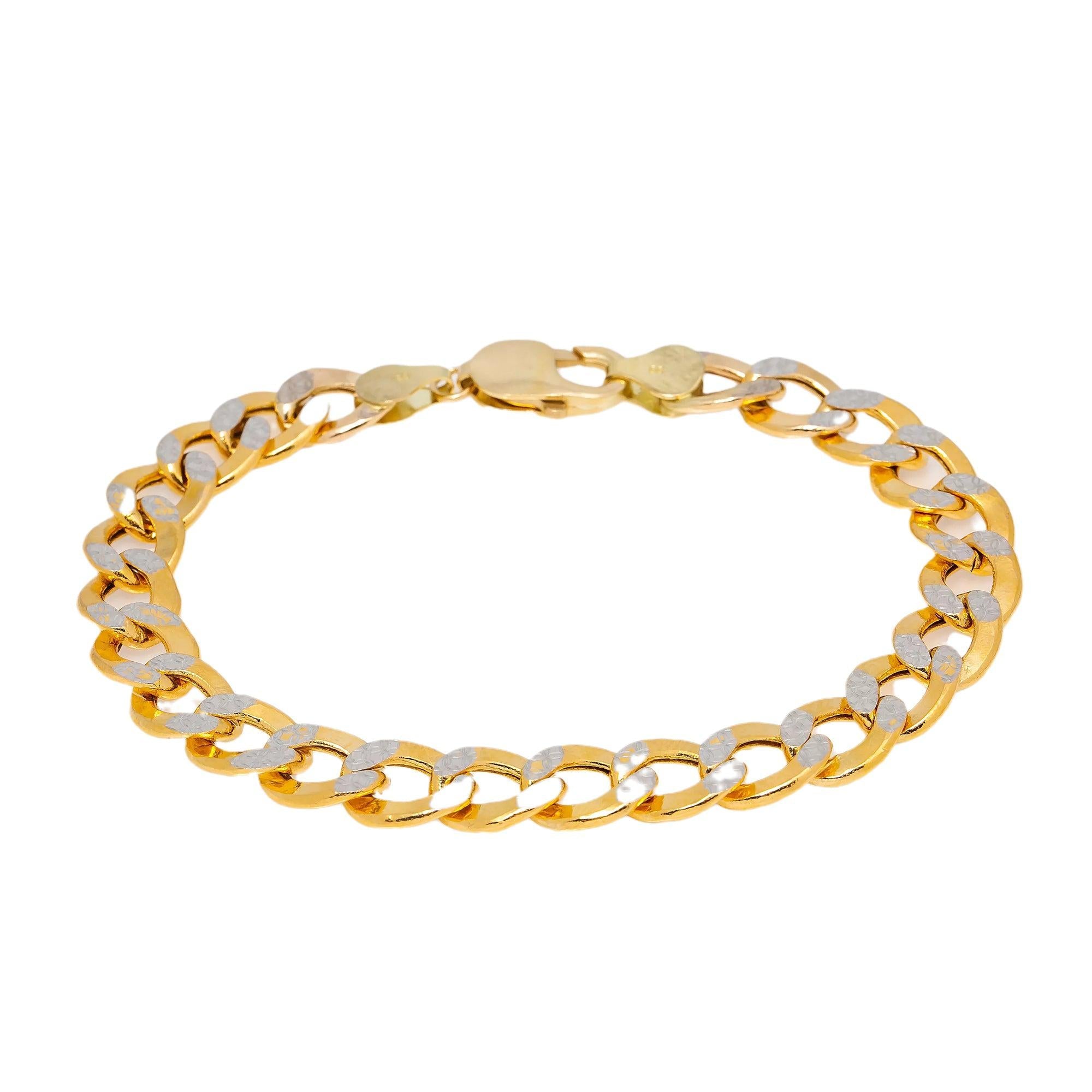 10K YELLOW GOLD HOLLOW DIAMOND CUT CUBAN BRACELET